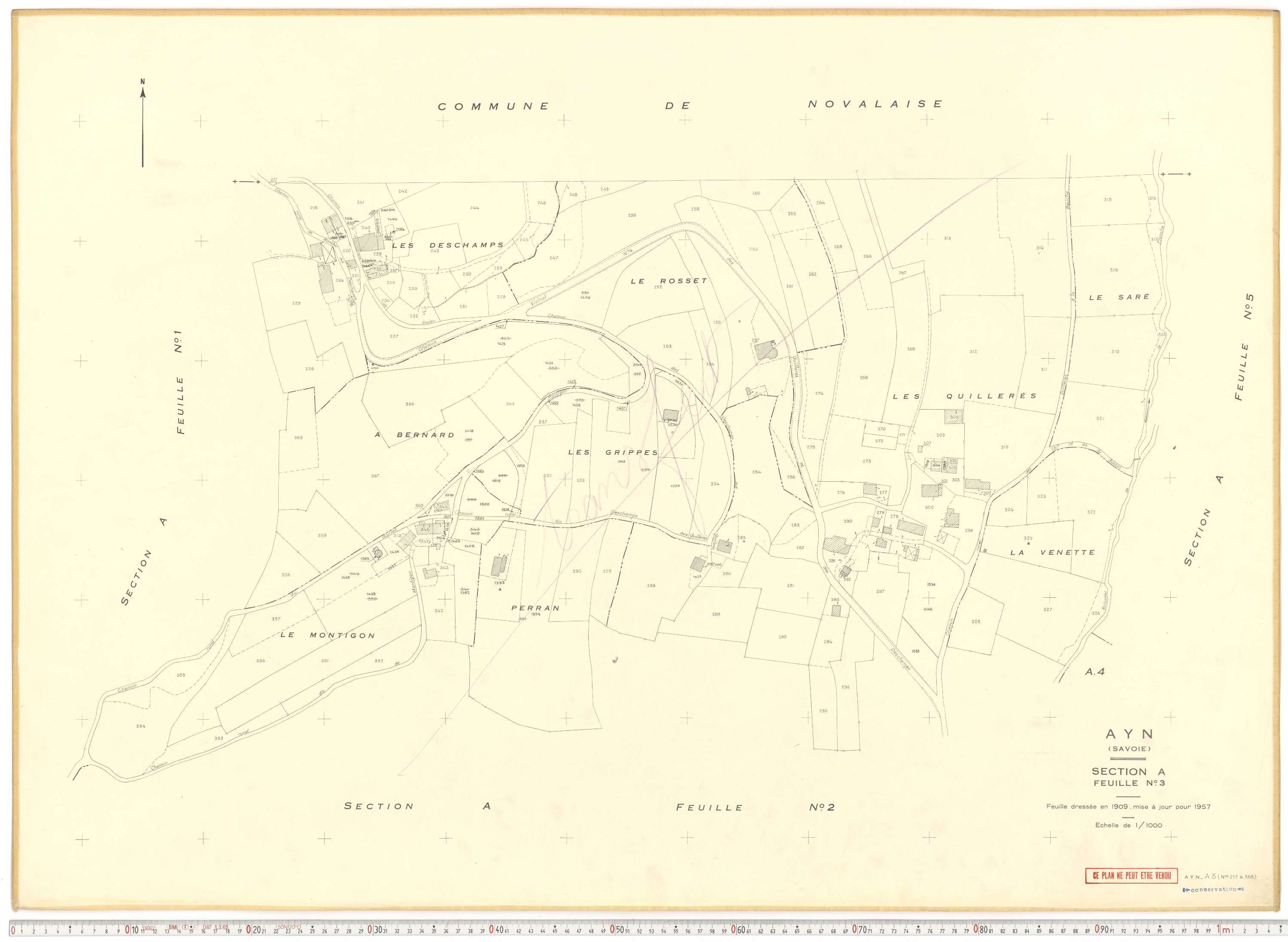 Ayn - Plans cadastraux du cadastre rénové en 1957 et mis à jour en 1988.