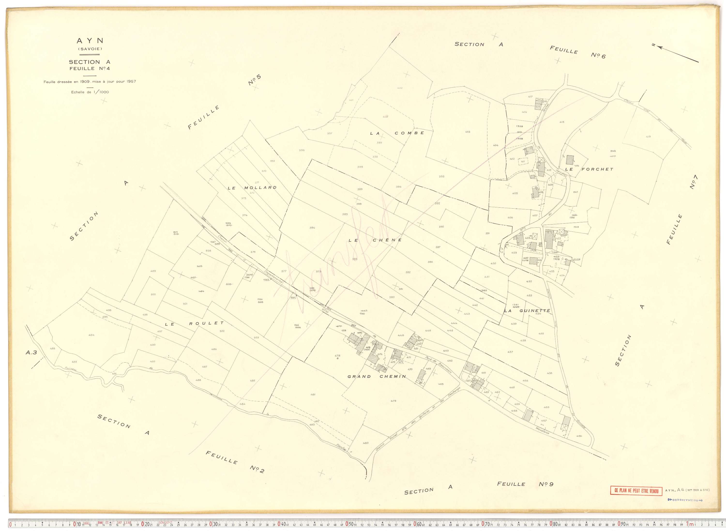 Ayn - Plans cadastraux du cadastre rénové en 1957 et mis à jour en 1988.