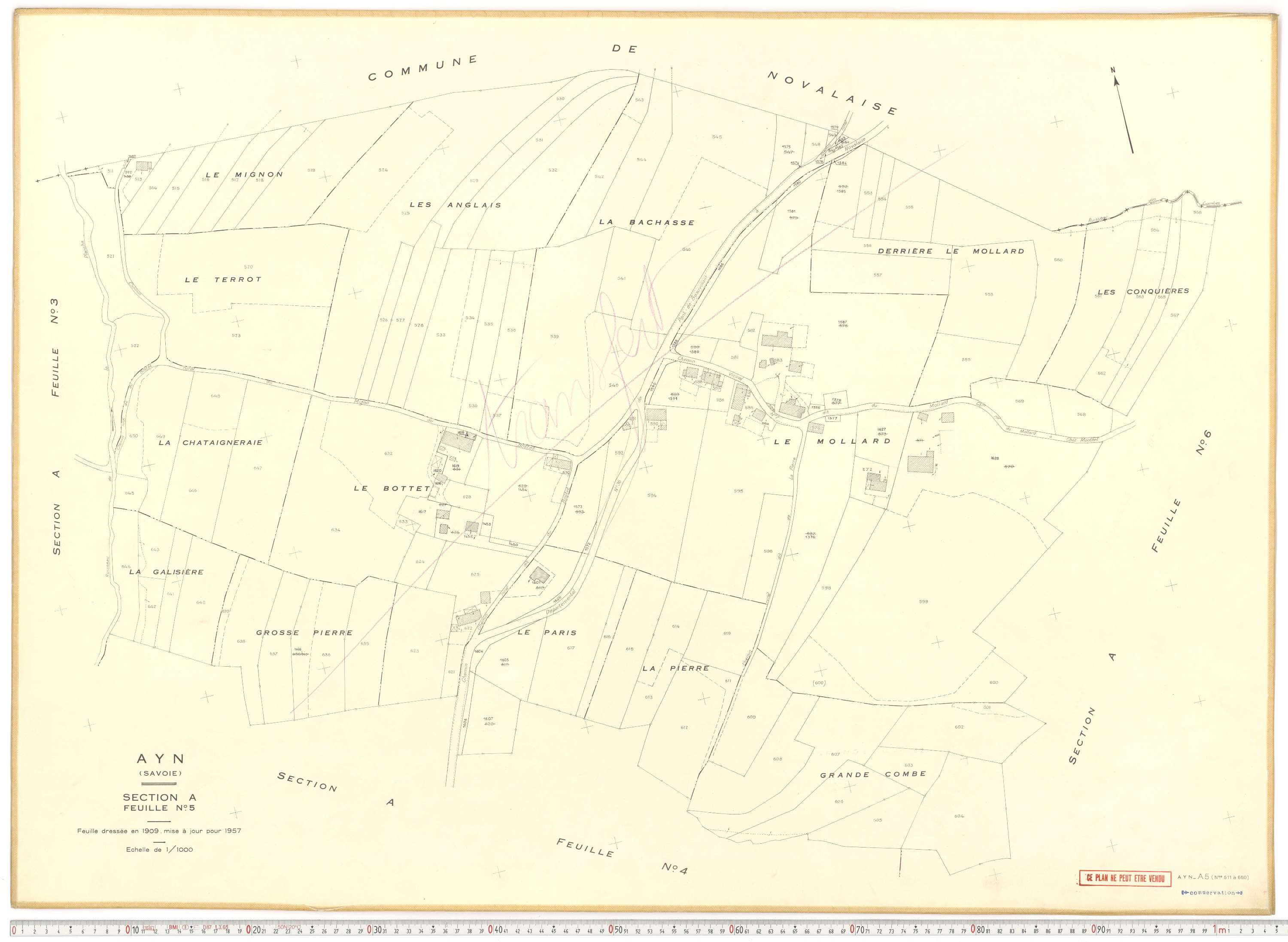 Ayn - Plans cadastraux du cadastre rénové en 1957 et mis à jour en 1988.