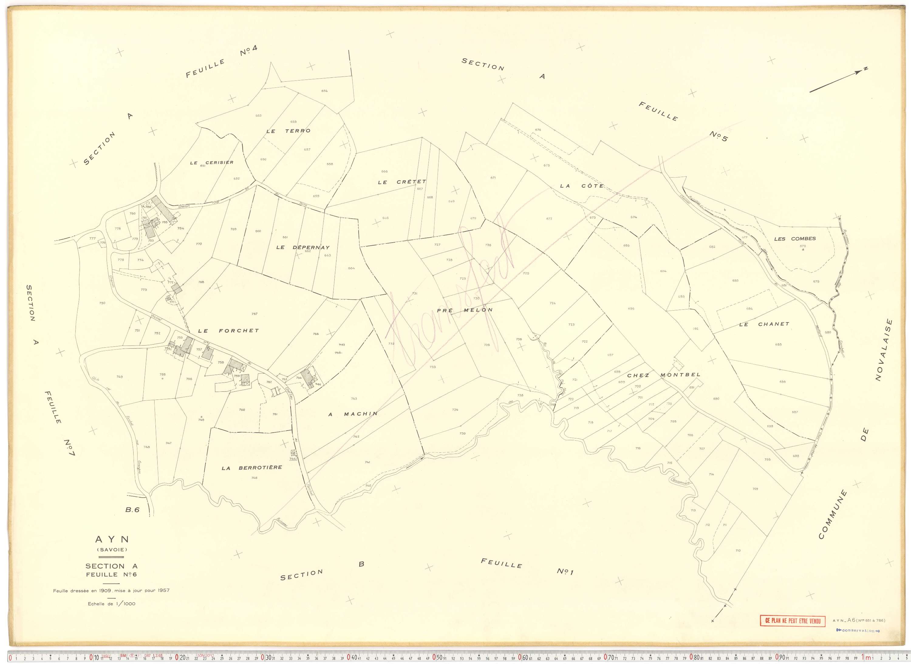 Ayn - Plans cadastraux du cadastre rénové en 1957 et mis à jour en 1988.