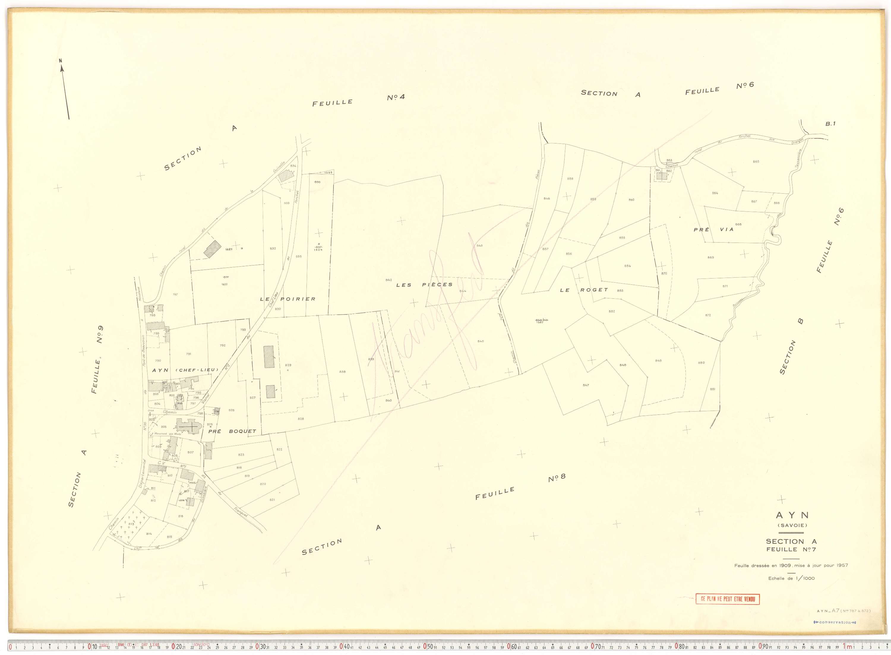 Ayn - Plans cadastraux du cadastre rénové en 1957 et mis à jour en 1988.
