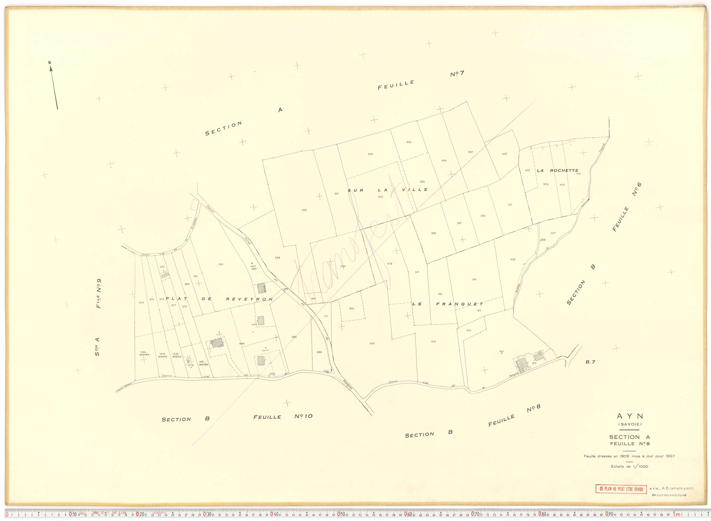 Ayn - Plans cadastraux du cadastre rénové en 1957 et mis à jour en 1988.