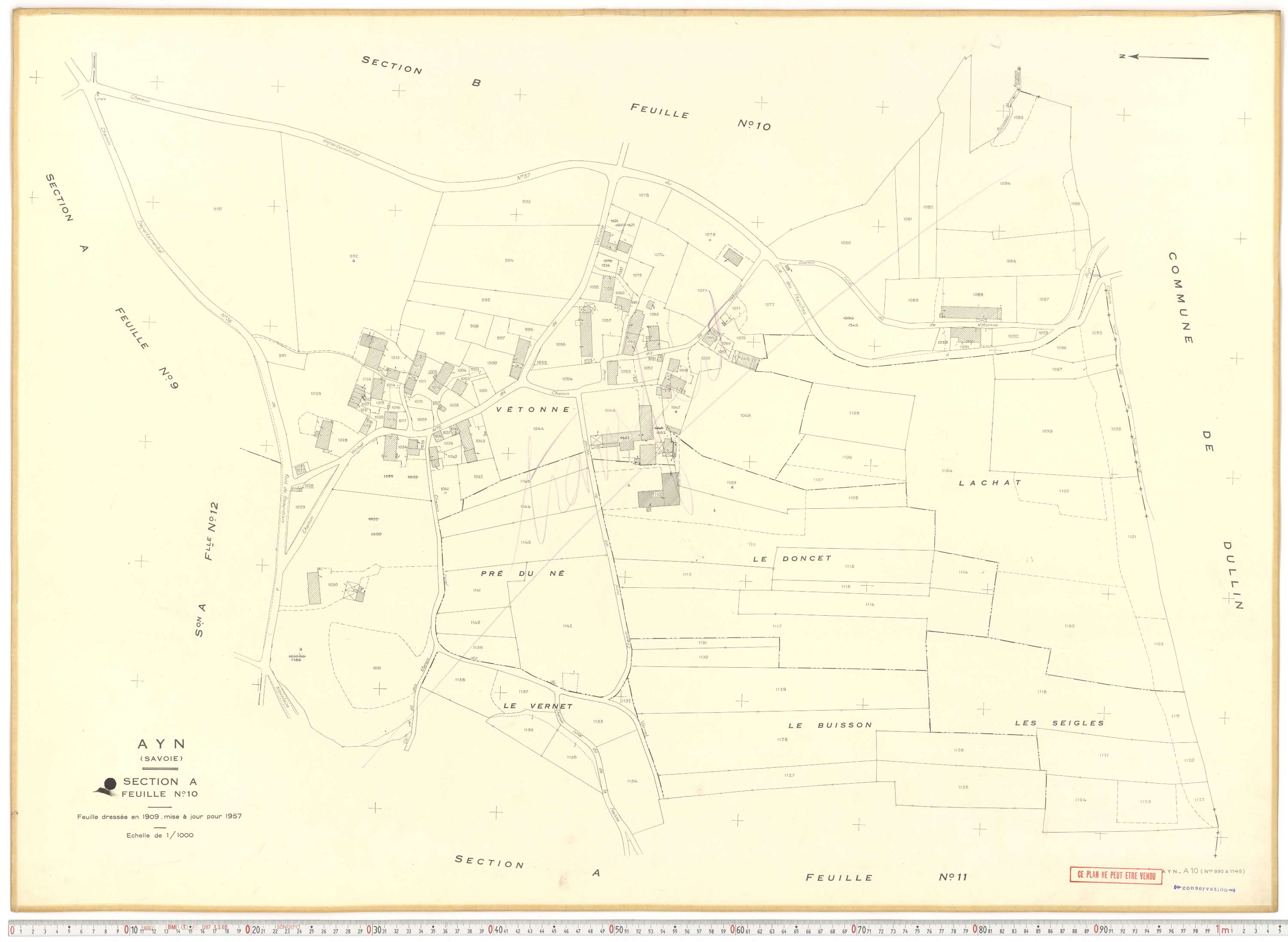Ayn - Plans cadastraux du cadastre rénové en 1957 et mis à jour en 1988.