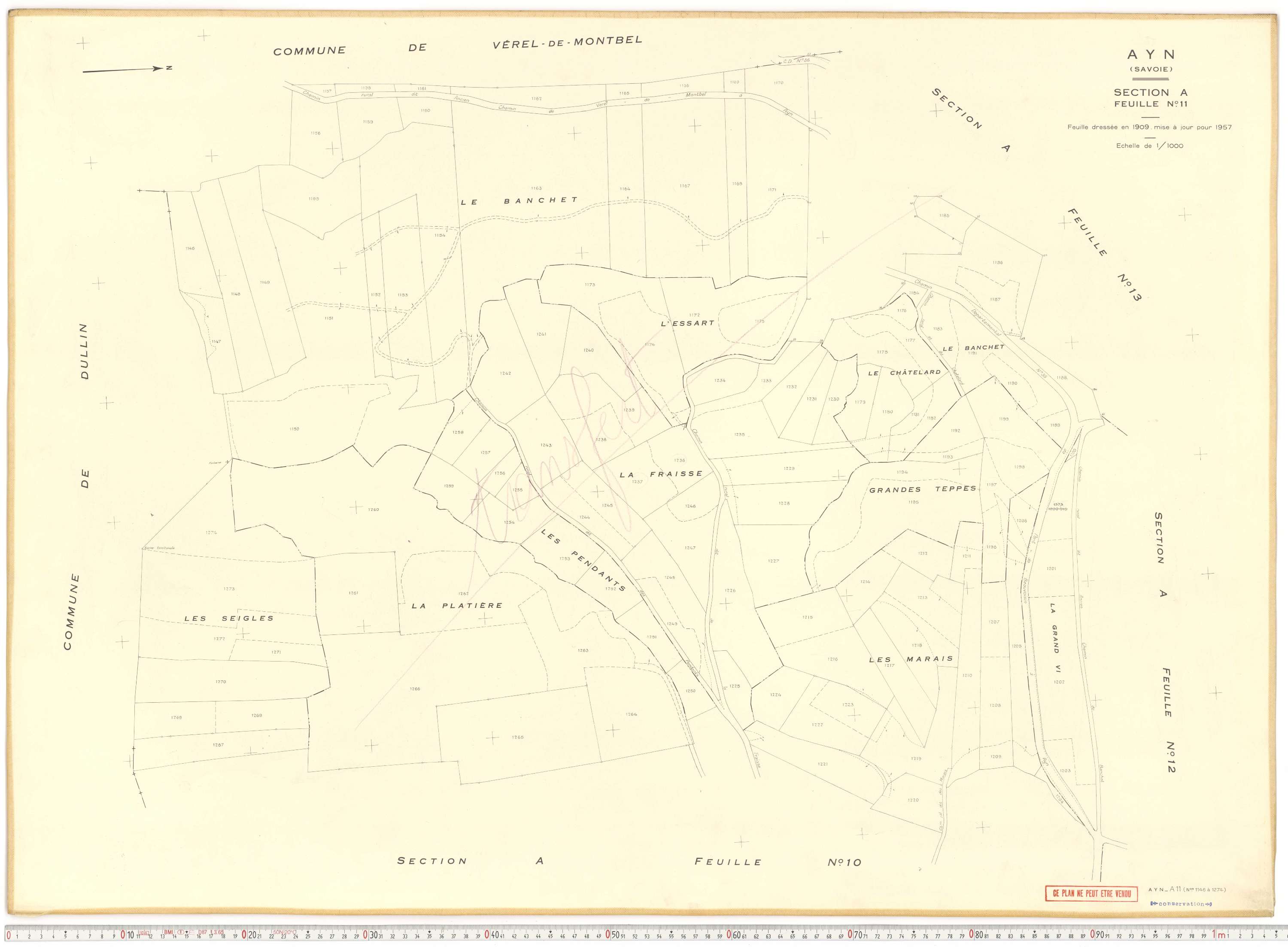 Ayn - Plans cadastraux du cadastre rénové en 1957 et mis à jour en 1988.