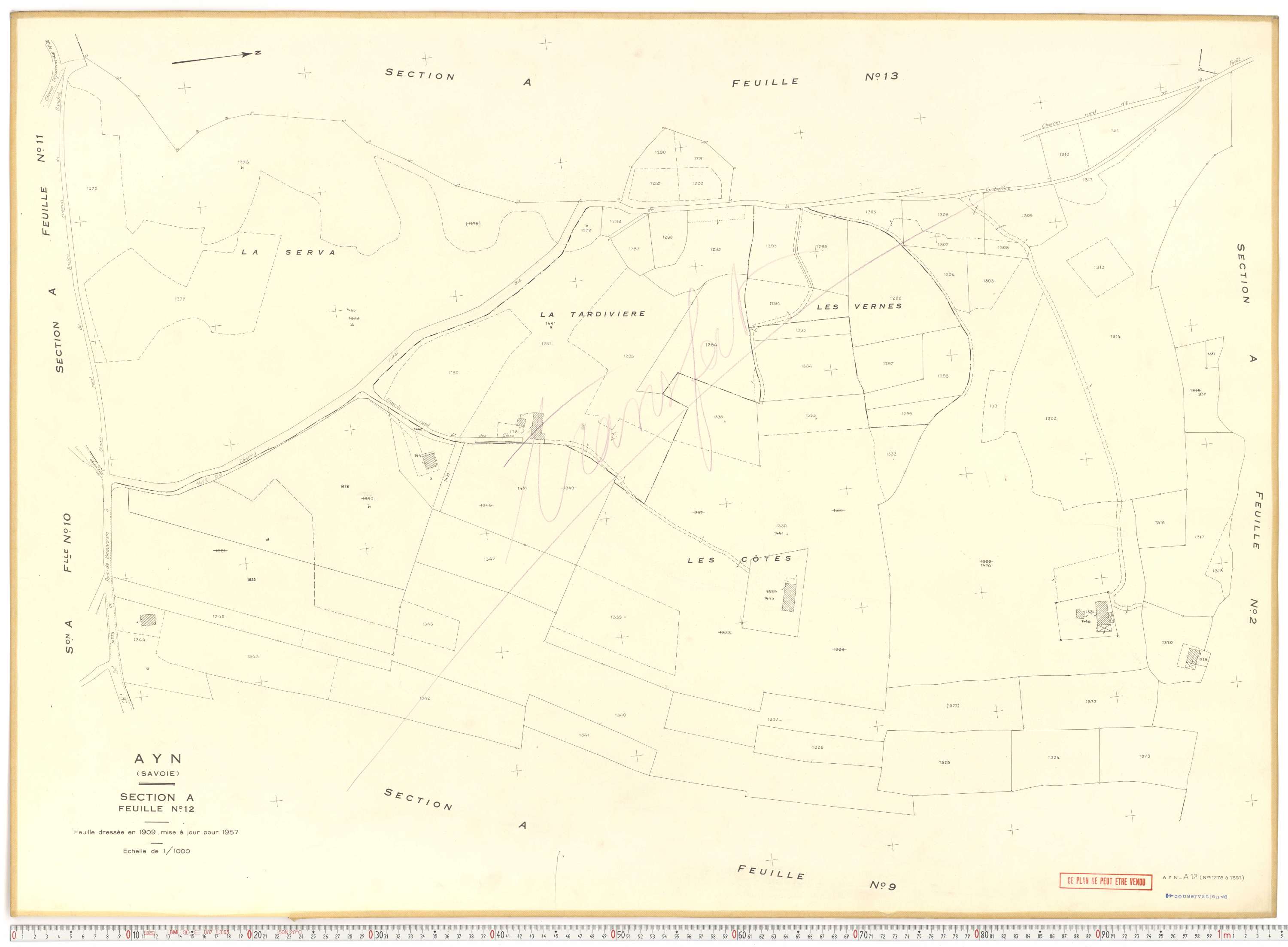 Ayn - Plans cadastraux du cadastre rénové en 1957 et mis à jour en 1988.