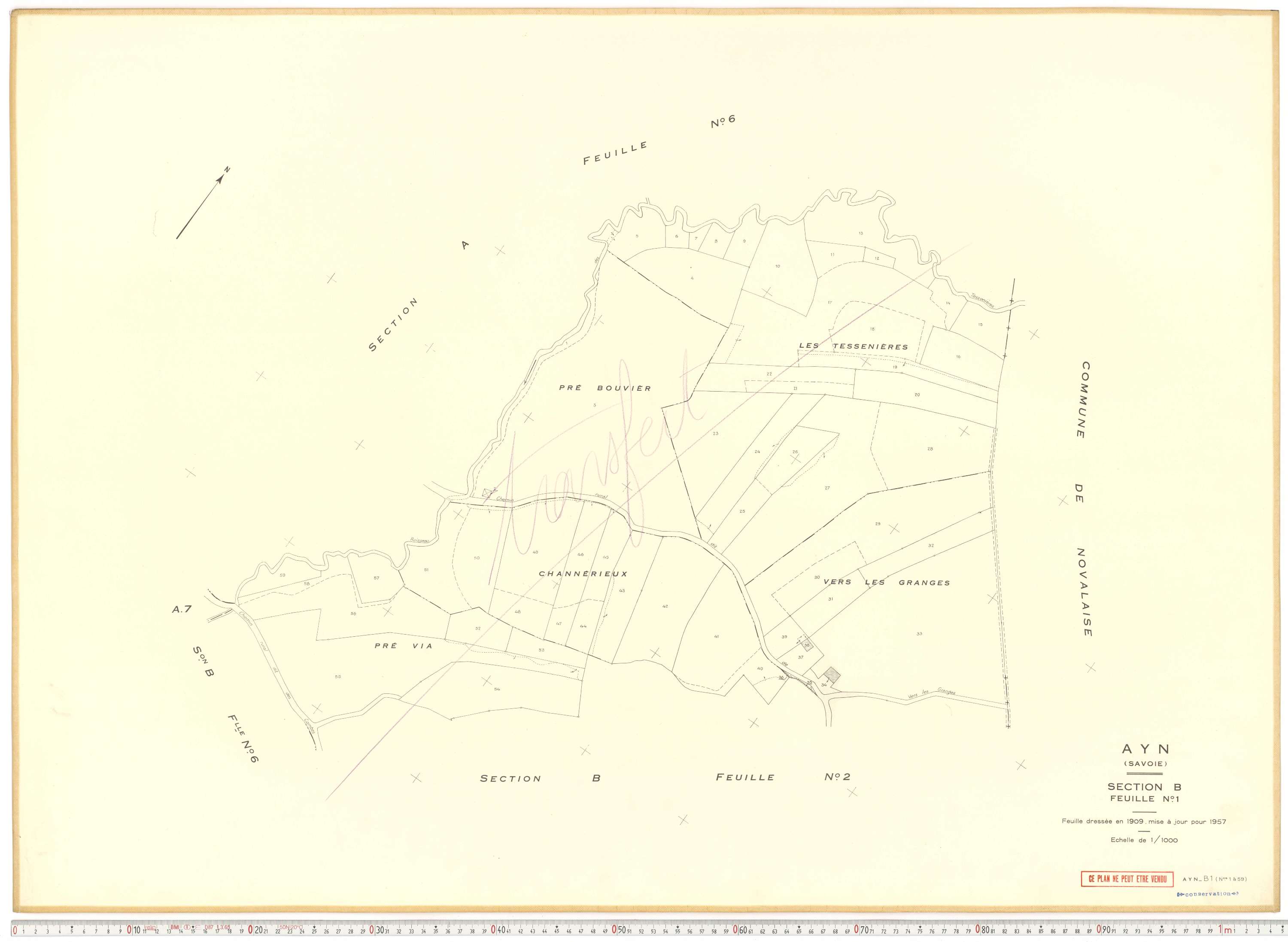 Ayn - Plans cadastraux du cadastre rénové en 1957 et mis à jour en 1988.