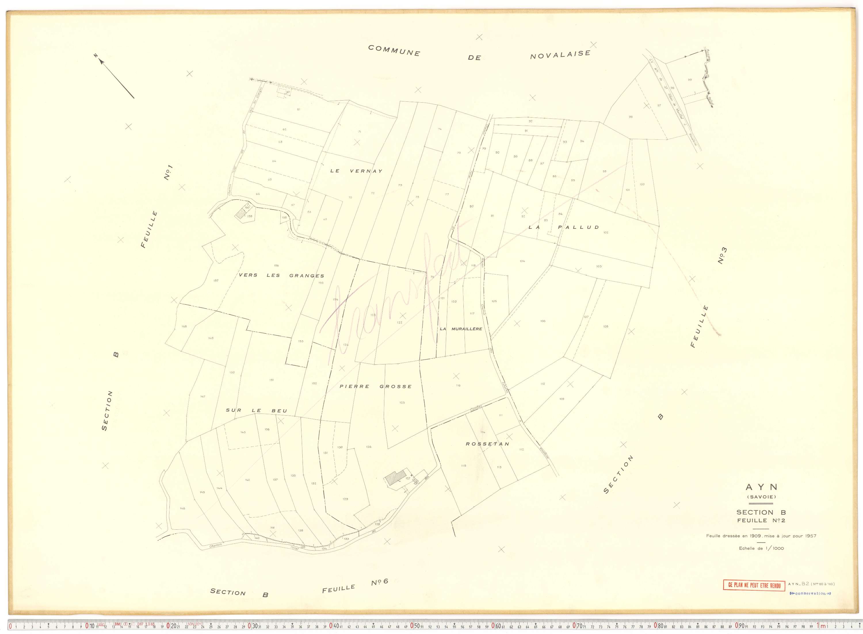 Ayn - Plans cadastraux du cadastre rénové en 1957 et mis à jour en 1988.