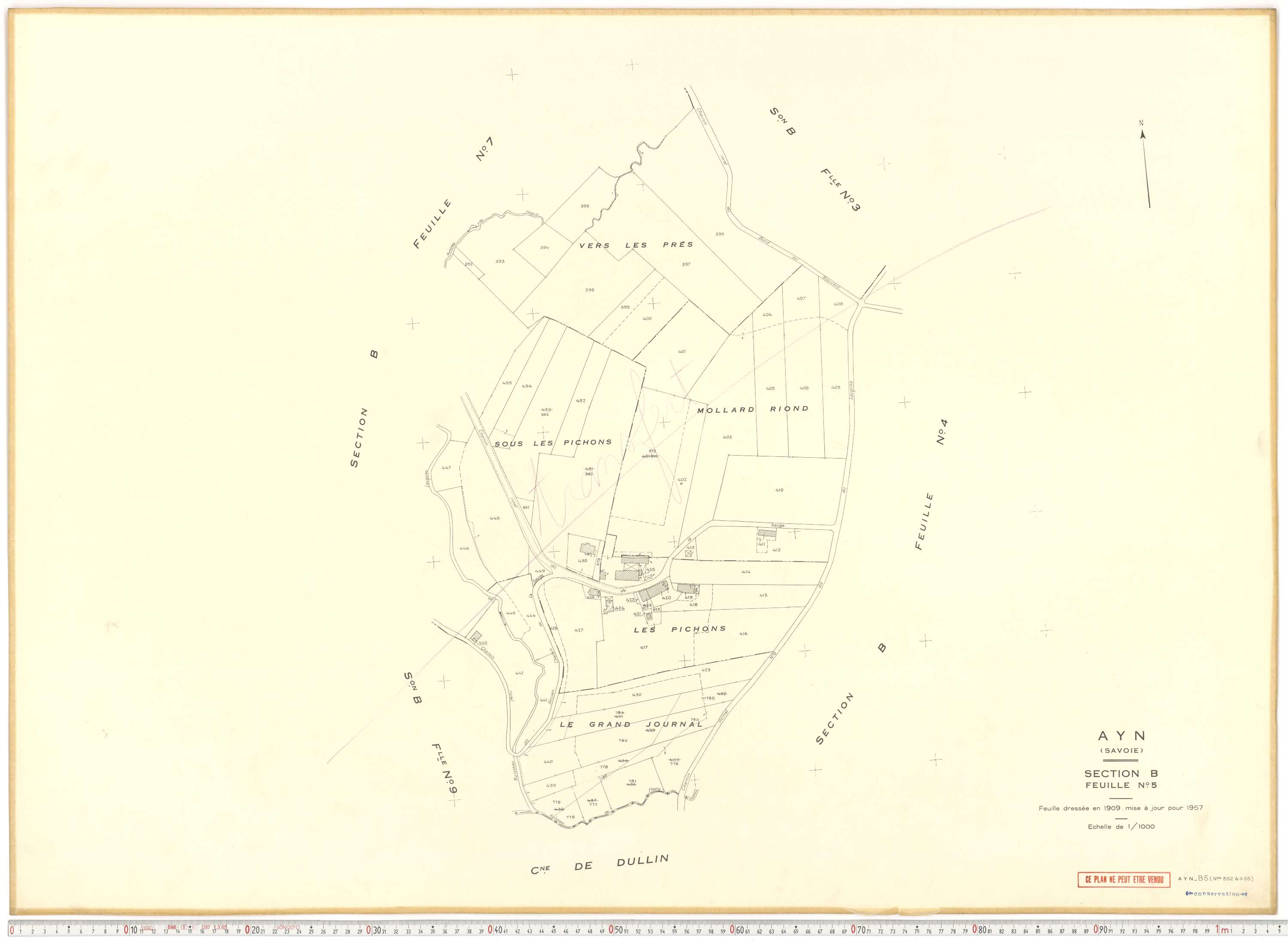 Ayn - Plans cadastraux du cadastre rénové en 1957 et mis à jour en 1988.