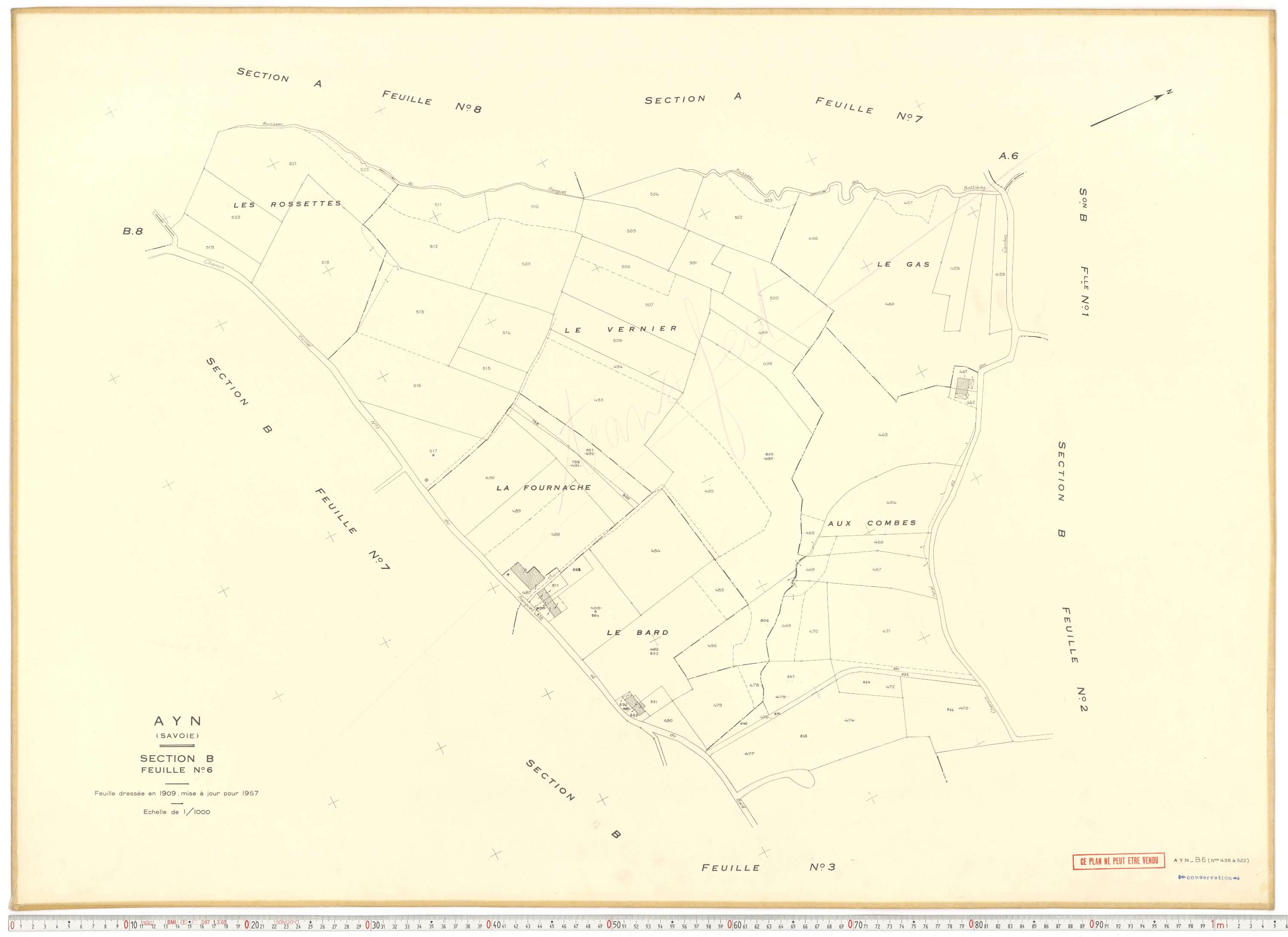 Ayn - Plans cadastraux du cadastre rénové en 1957 et mis à jour en 1988.