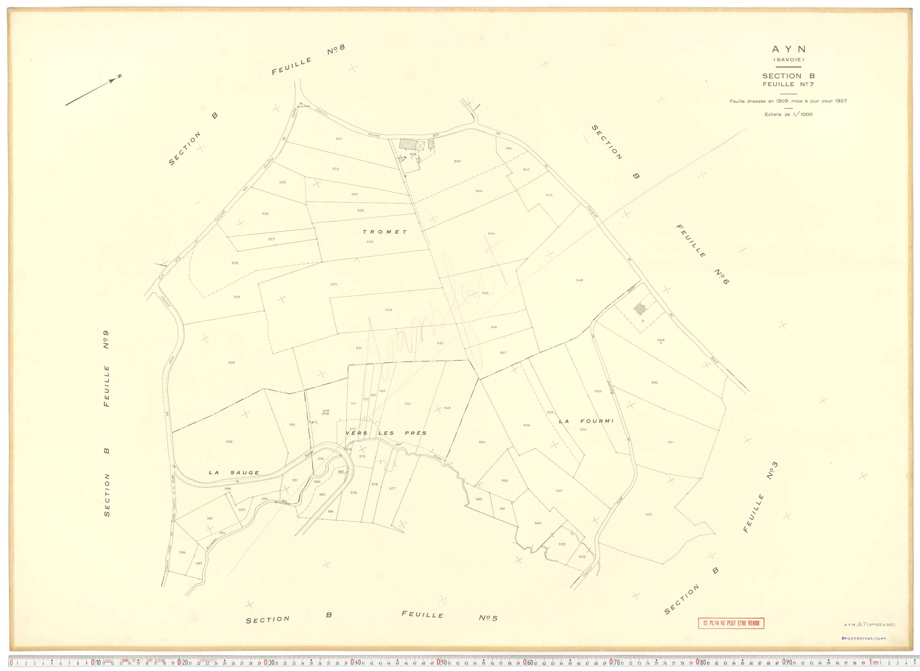 Ayn - Plans cadastraux du cadastre rénové en 1957 et mis à jour en 1988.