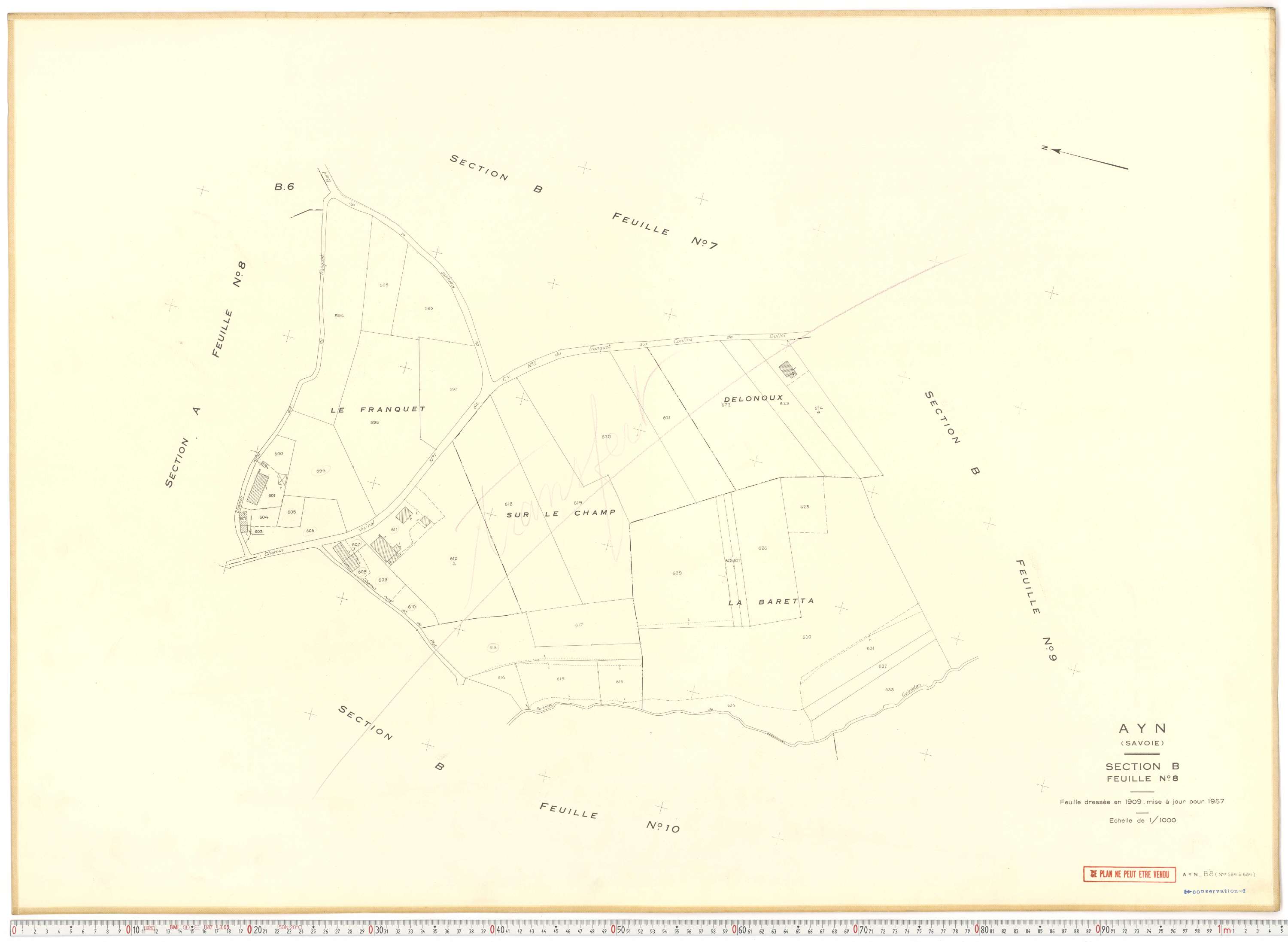 Ayn - Plans cadastraux du cadastre rénové en 1957 et mis à jour en 1988.