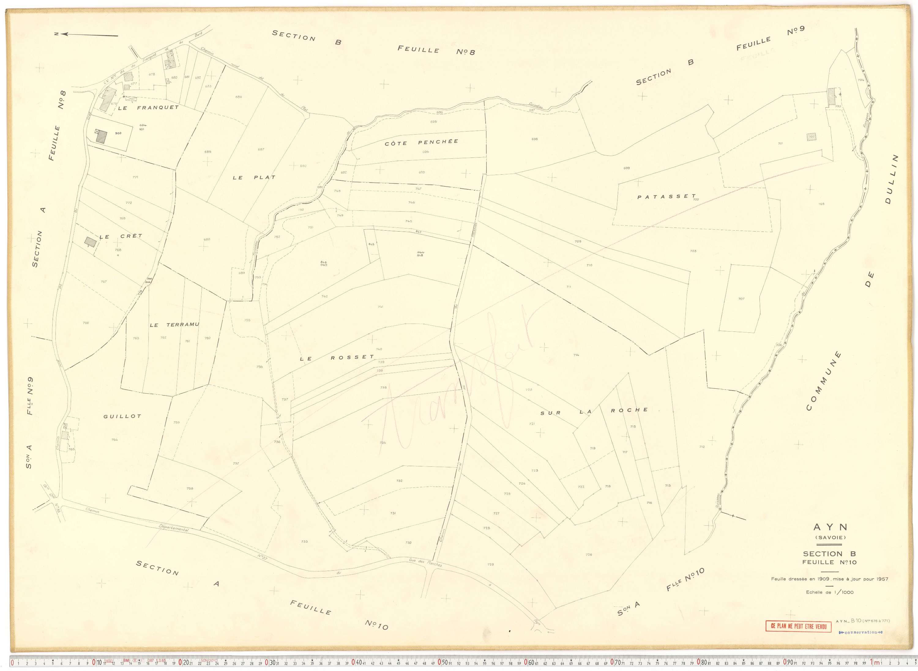 Ayn - Plans cadastraux du cadastre rénové en 1957 et mis à jour en 1988.