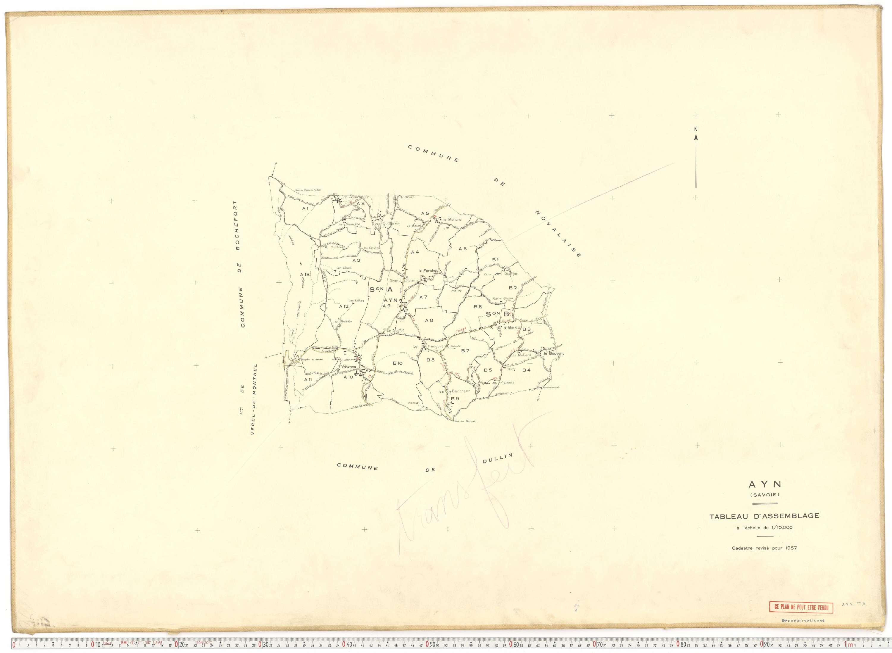 Ayn - Plans cadastraux du cadastre rénové en 1957 et mis à jour en 1988.