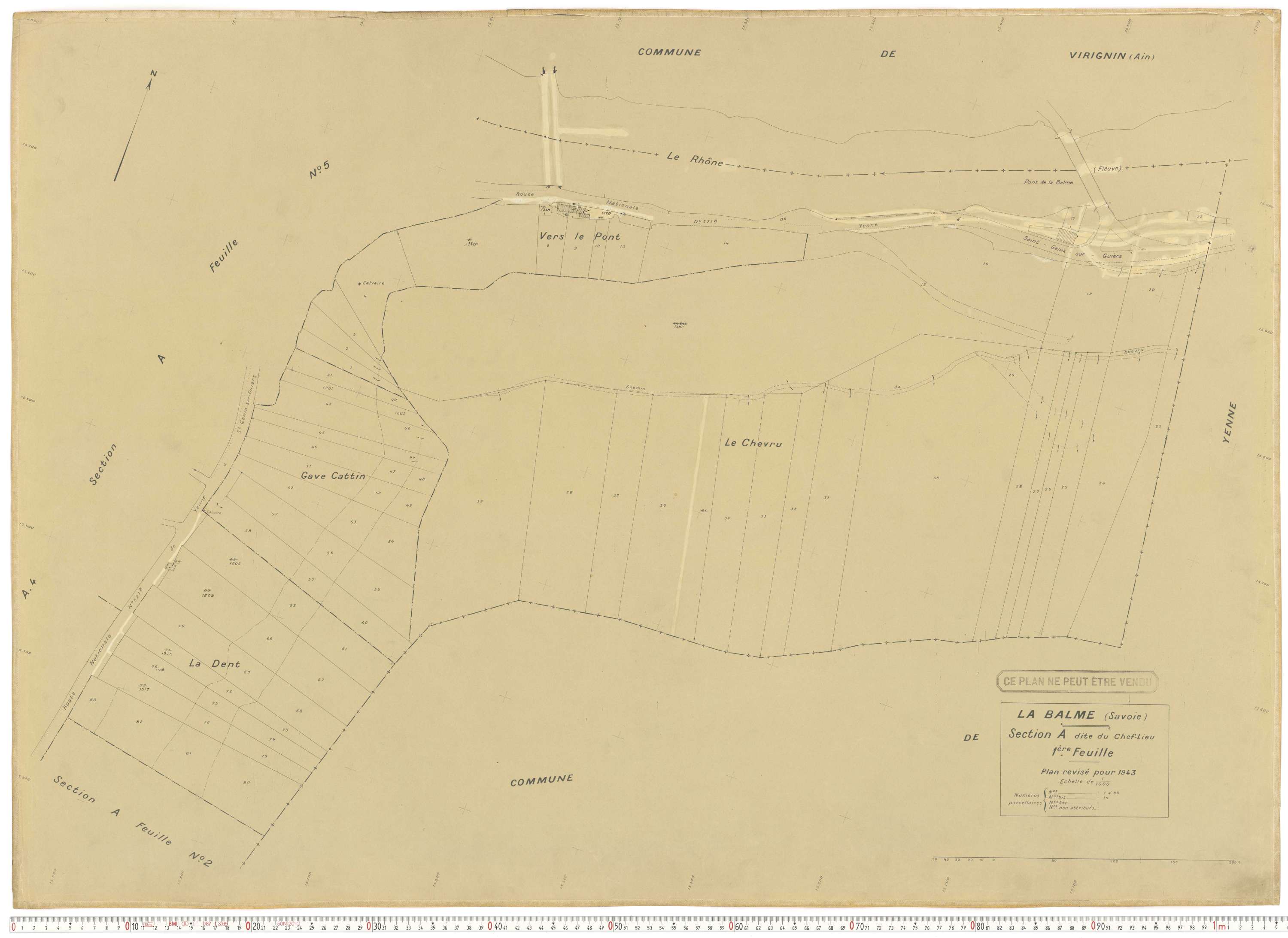 La Balme - Plans cadastraux du cadastre rénové en 1943 et mis à jour en 1988.