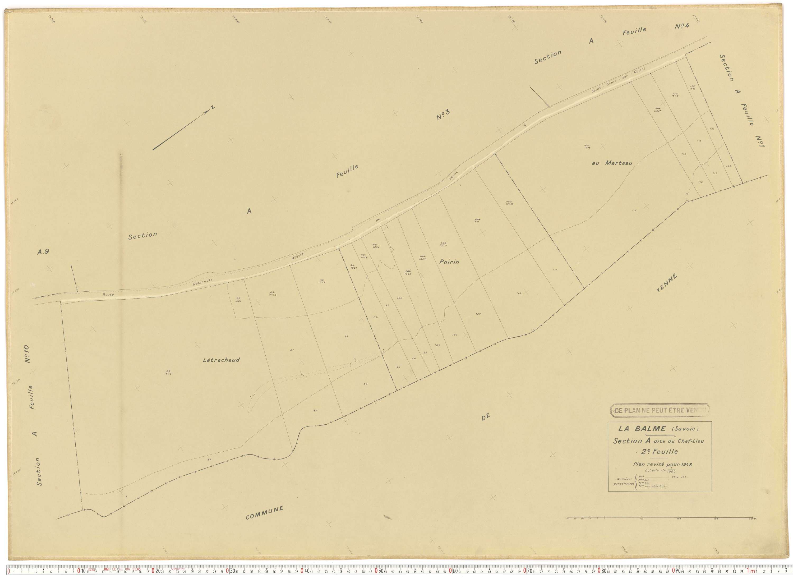 La Balme - Plans cadastraux du cadastre rénové en 1943 et mis à jour en 1988.