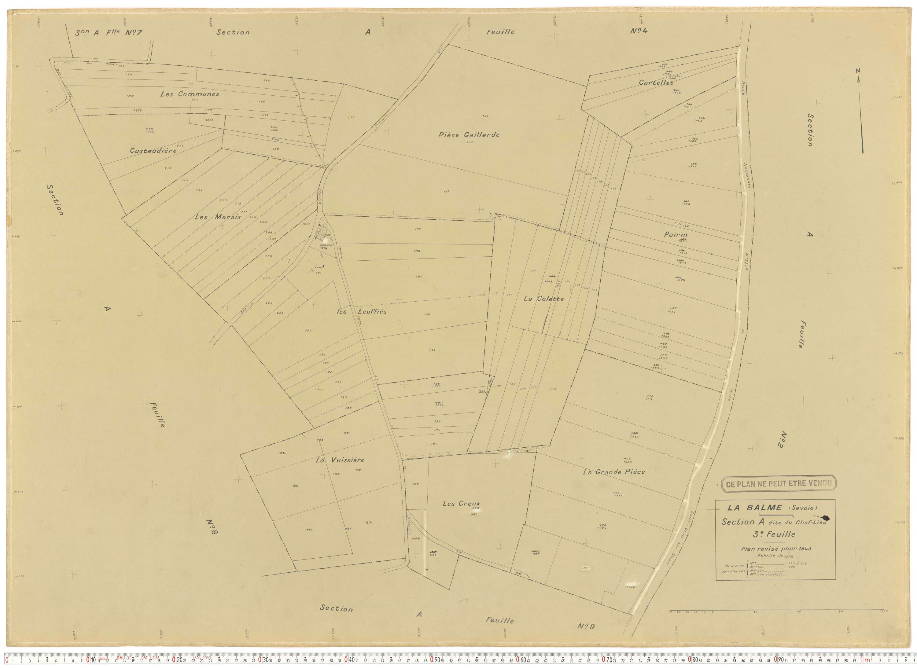 La Balme - Plans cadastraux du cadastre rénové en 1943 et mis à jour en 1988.