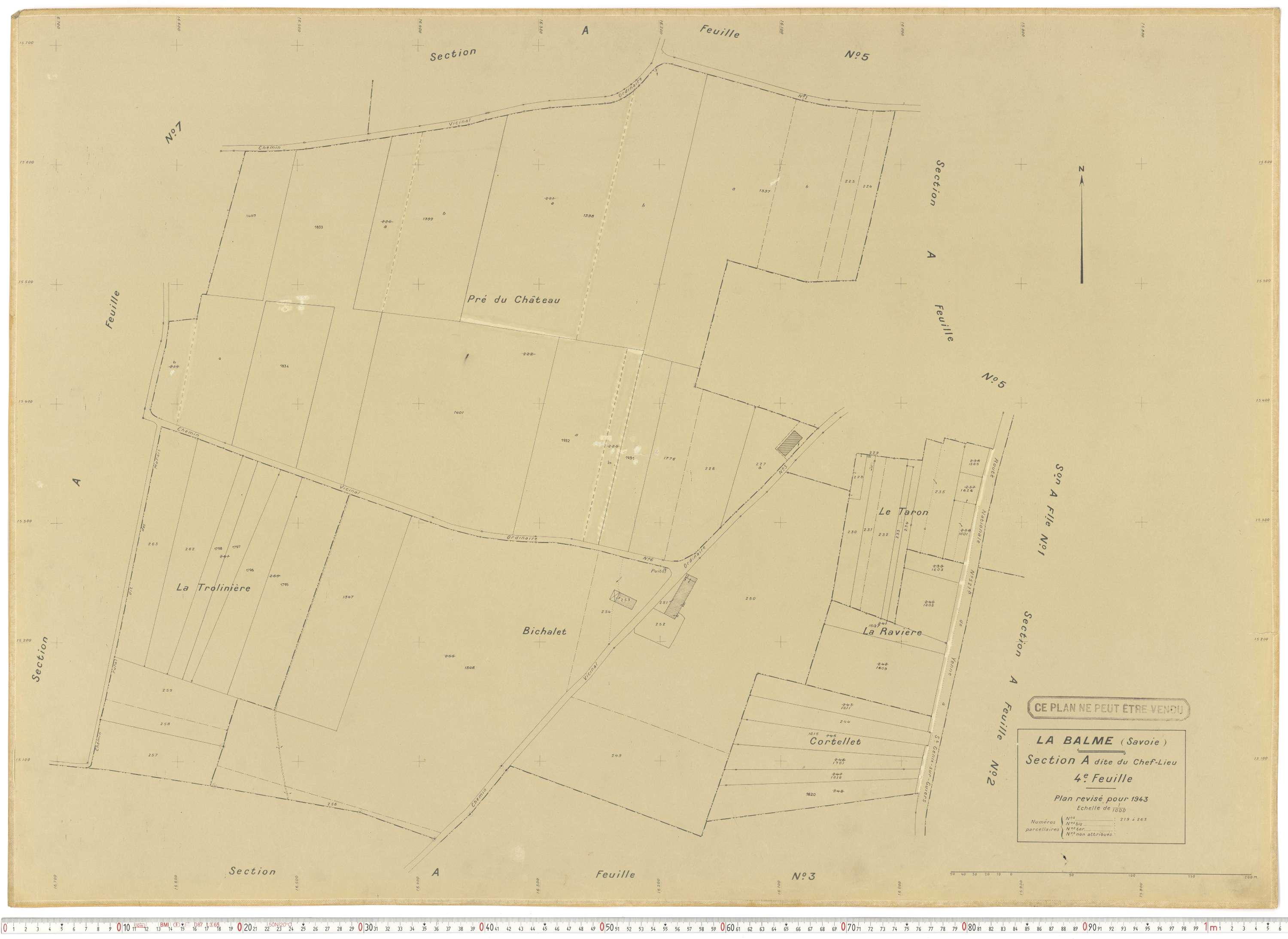 La Balme - Plans cadastraux du cadastre rénové en 1943 et mis à jour en 1988.
