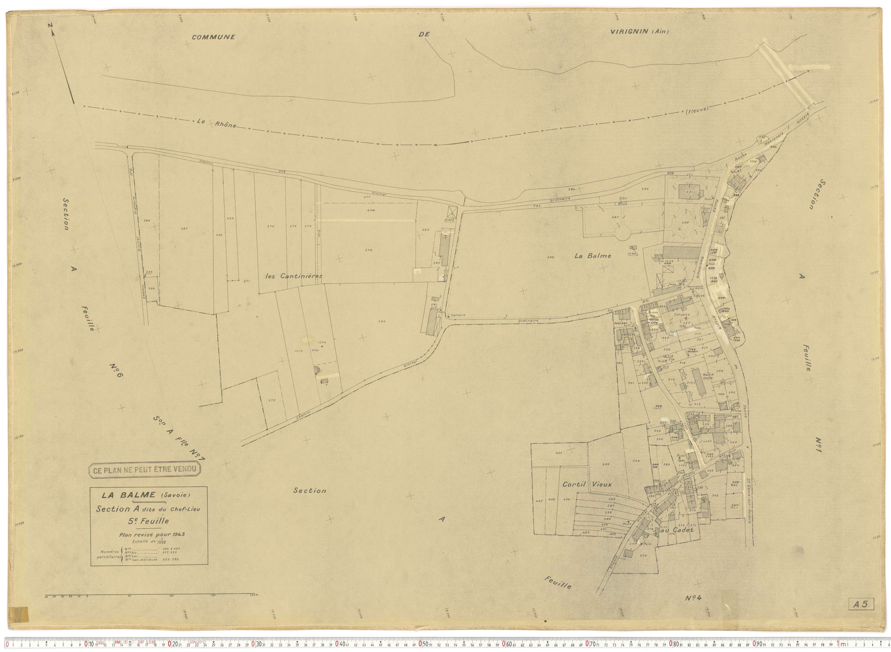 La Balme - Plans cadastraux du cadastre rénové en 1943 et mis à jour en 1988.