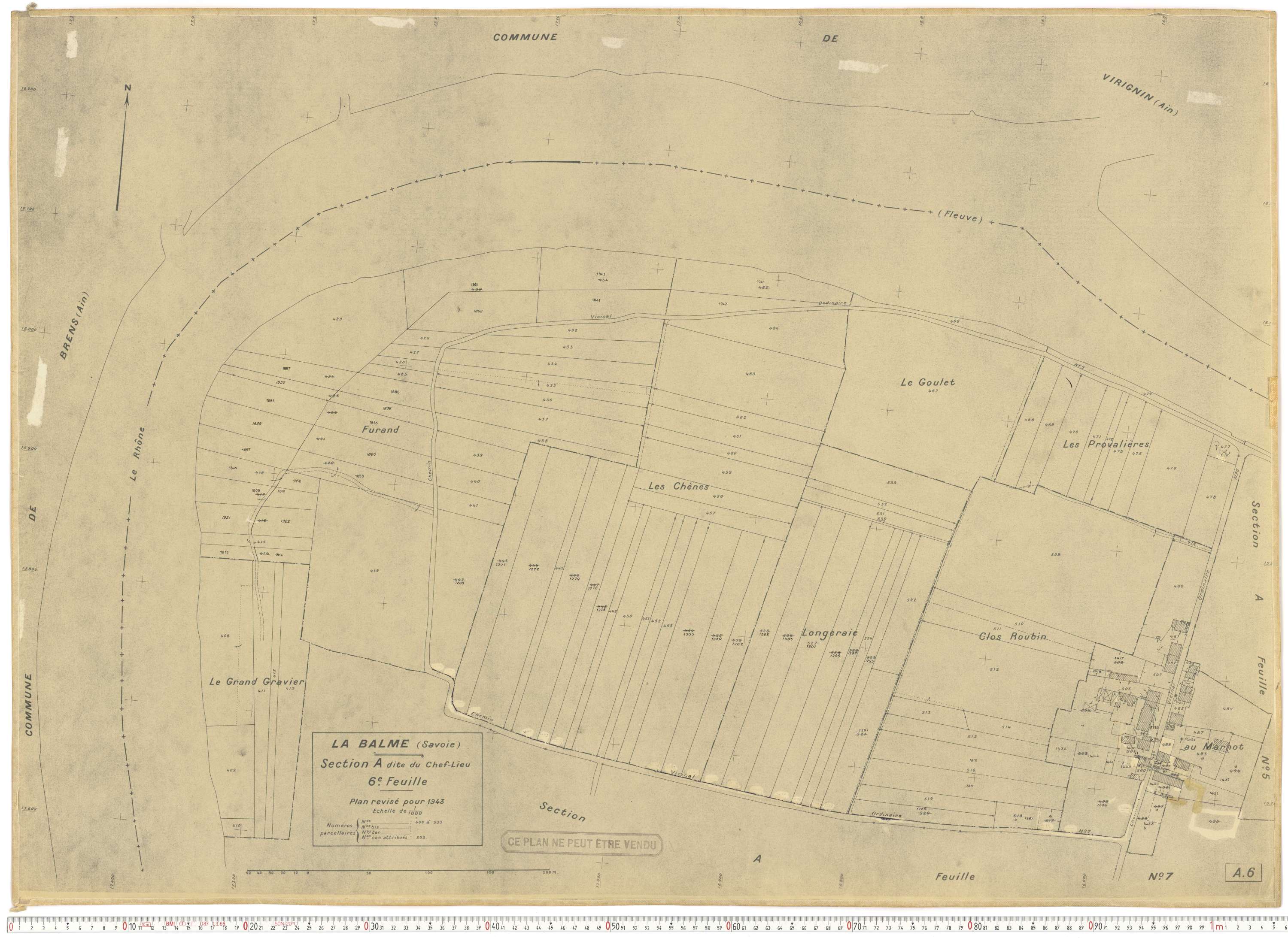 La Balme - Plans cadastraux du cadastre rénové en 1943 et mis à jour en 1988.