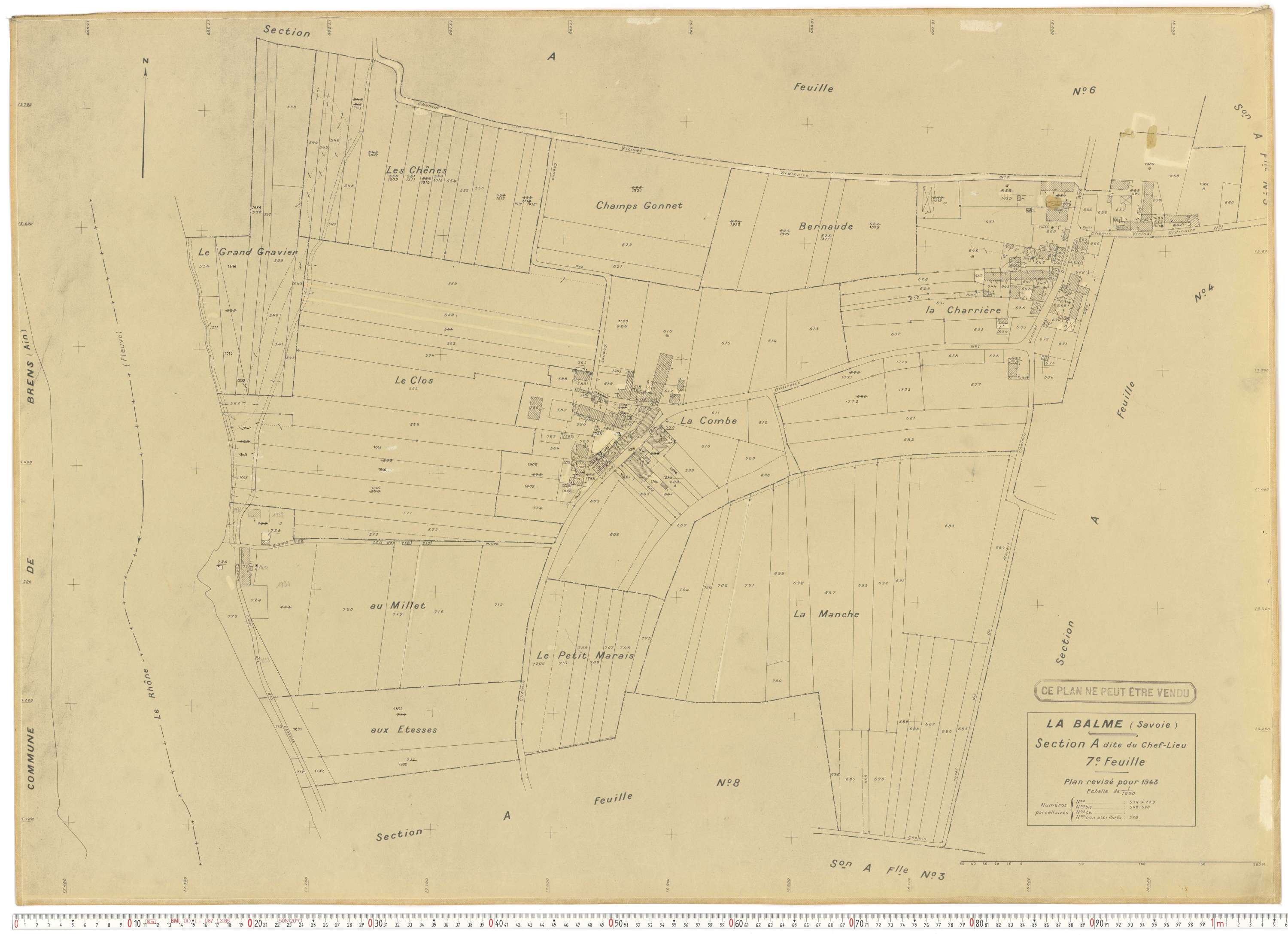 La Balme - Plans cadastraux du cadastre rénové en 1943 et mis à jour en 1988.