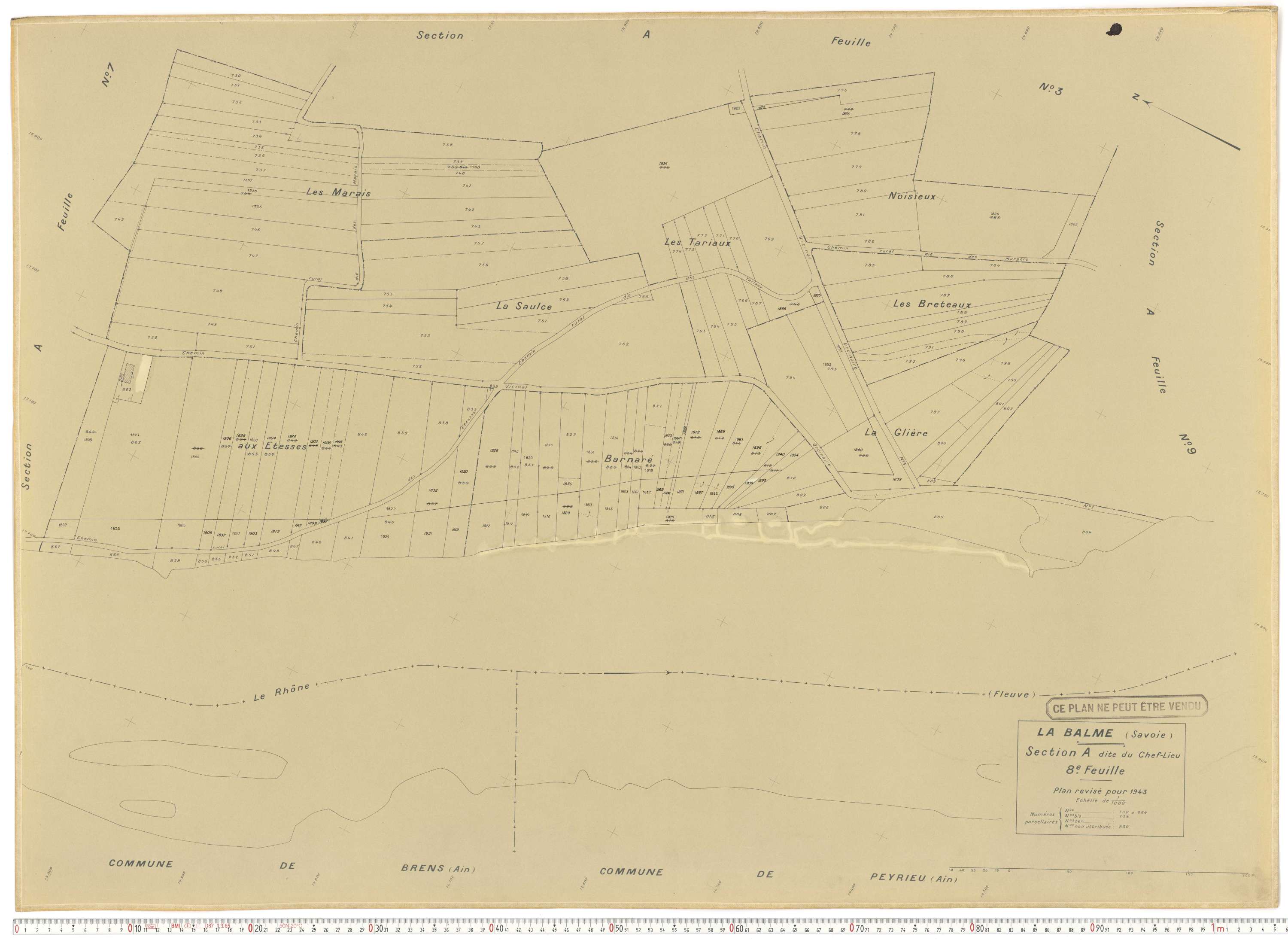 La Balme - Plans cadastraux du cadastre rénové en 1943 et mis à jour en 1988.
