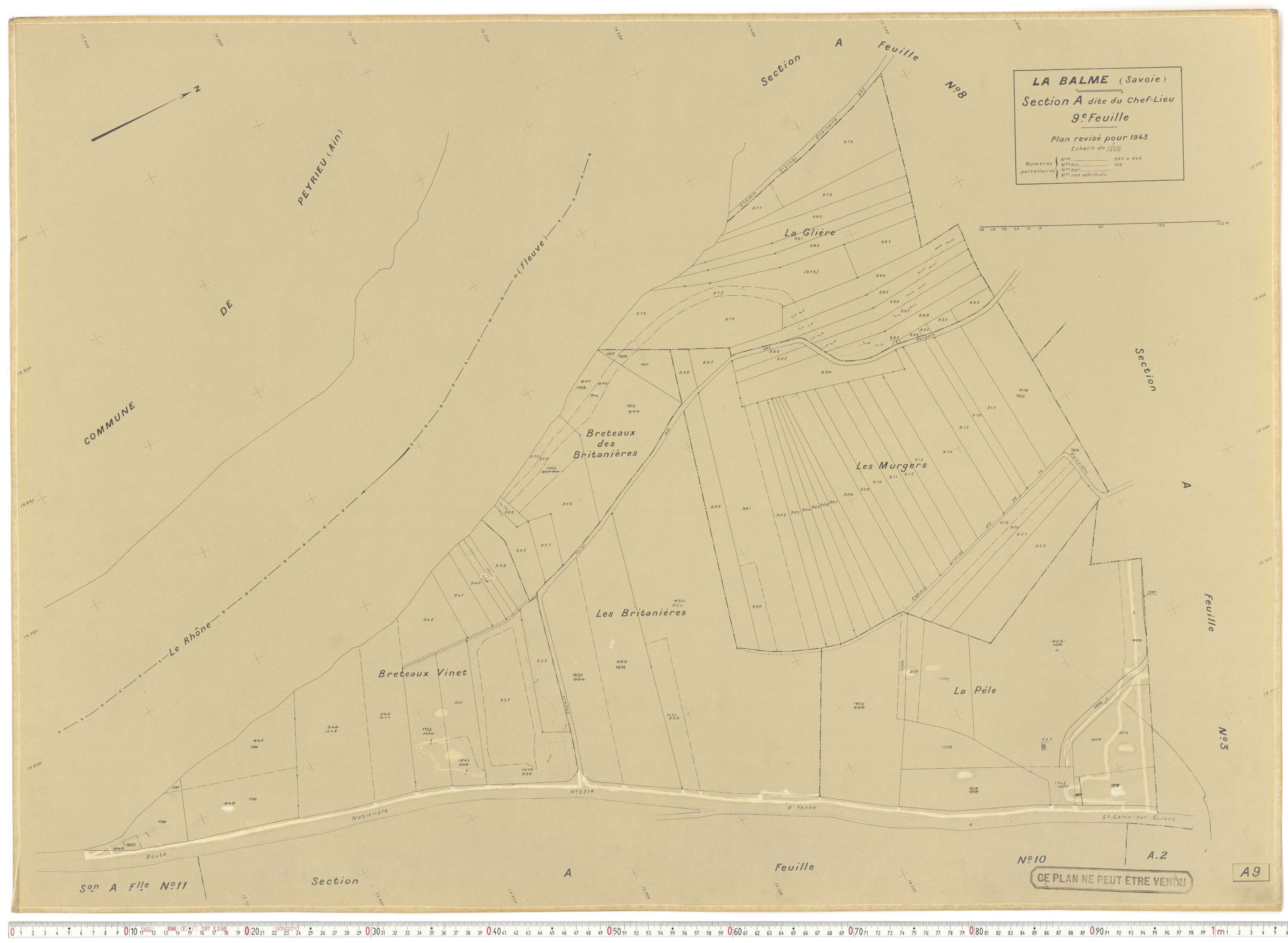 La Balme - Plans cadastraux du cadastre rénové en 1943 et mis à jour en 1988.