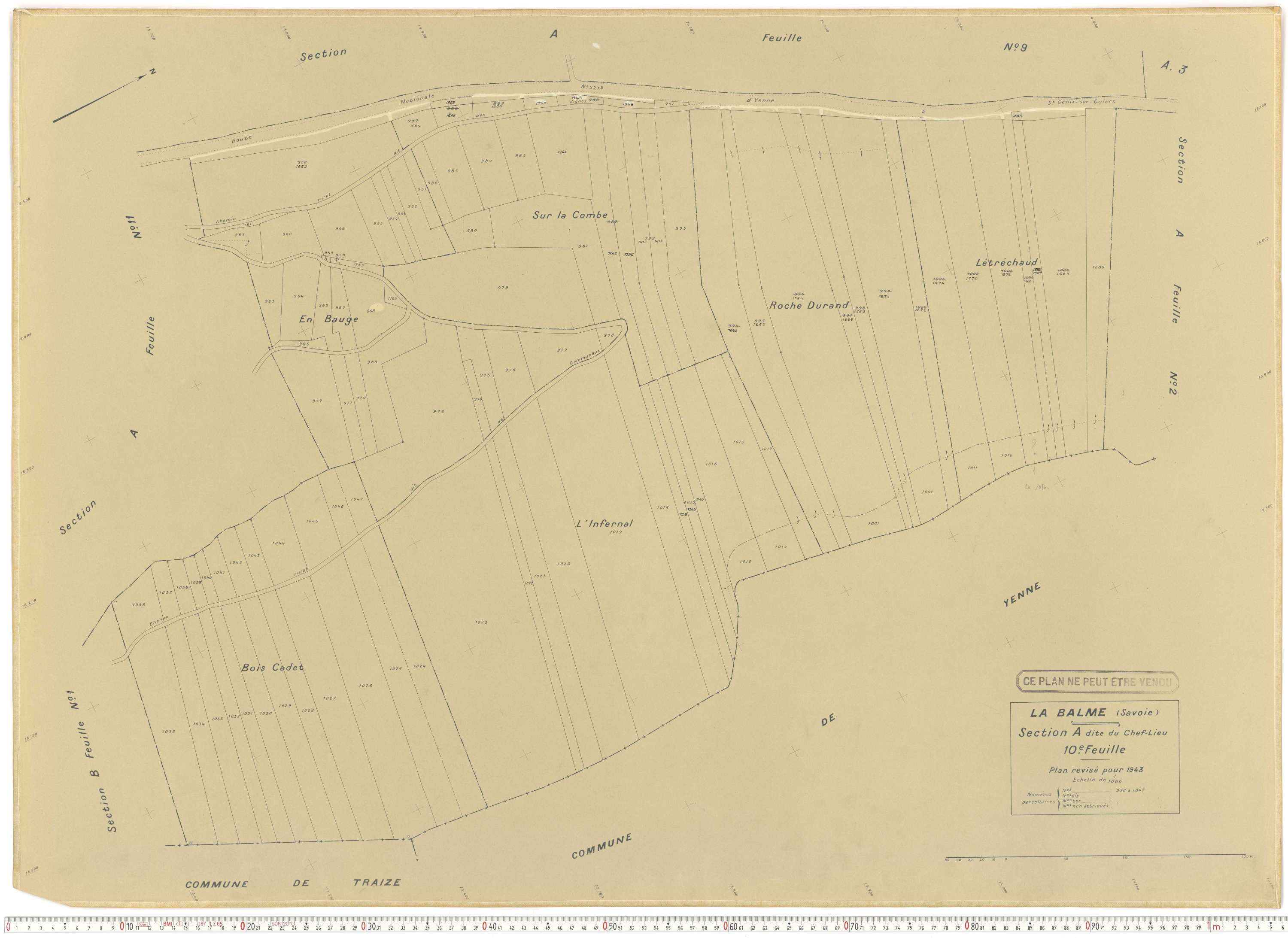 La Balme - Plans cadastraux du cadastre rénové en 1943 et mis à jour en 1988.