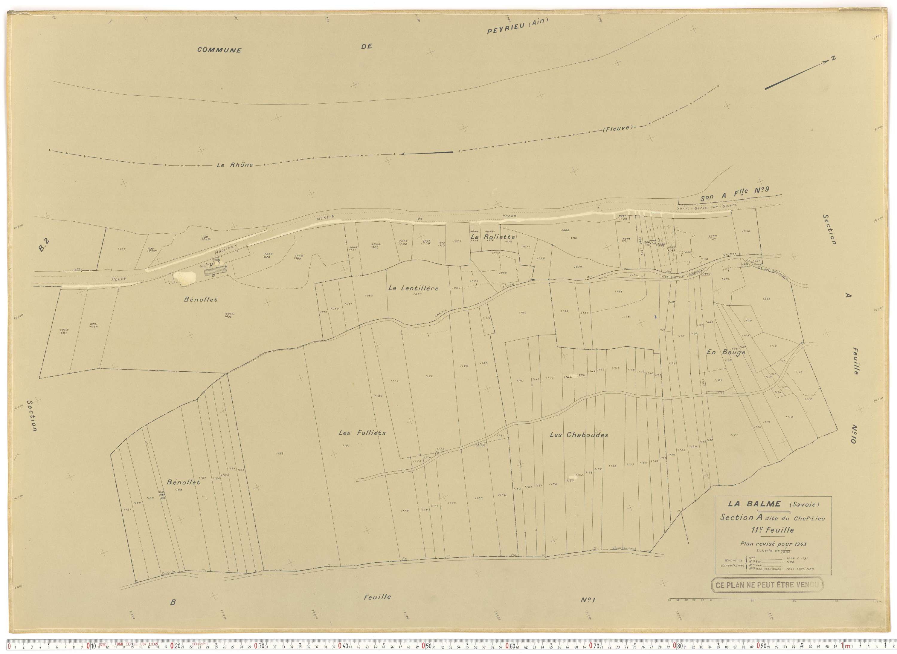 La Balme - Plans cadastraux du cadastre rénové en 1943 et mis à jour en 1988.
