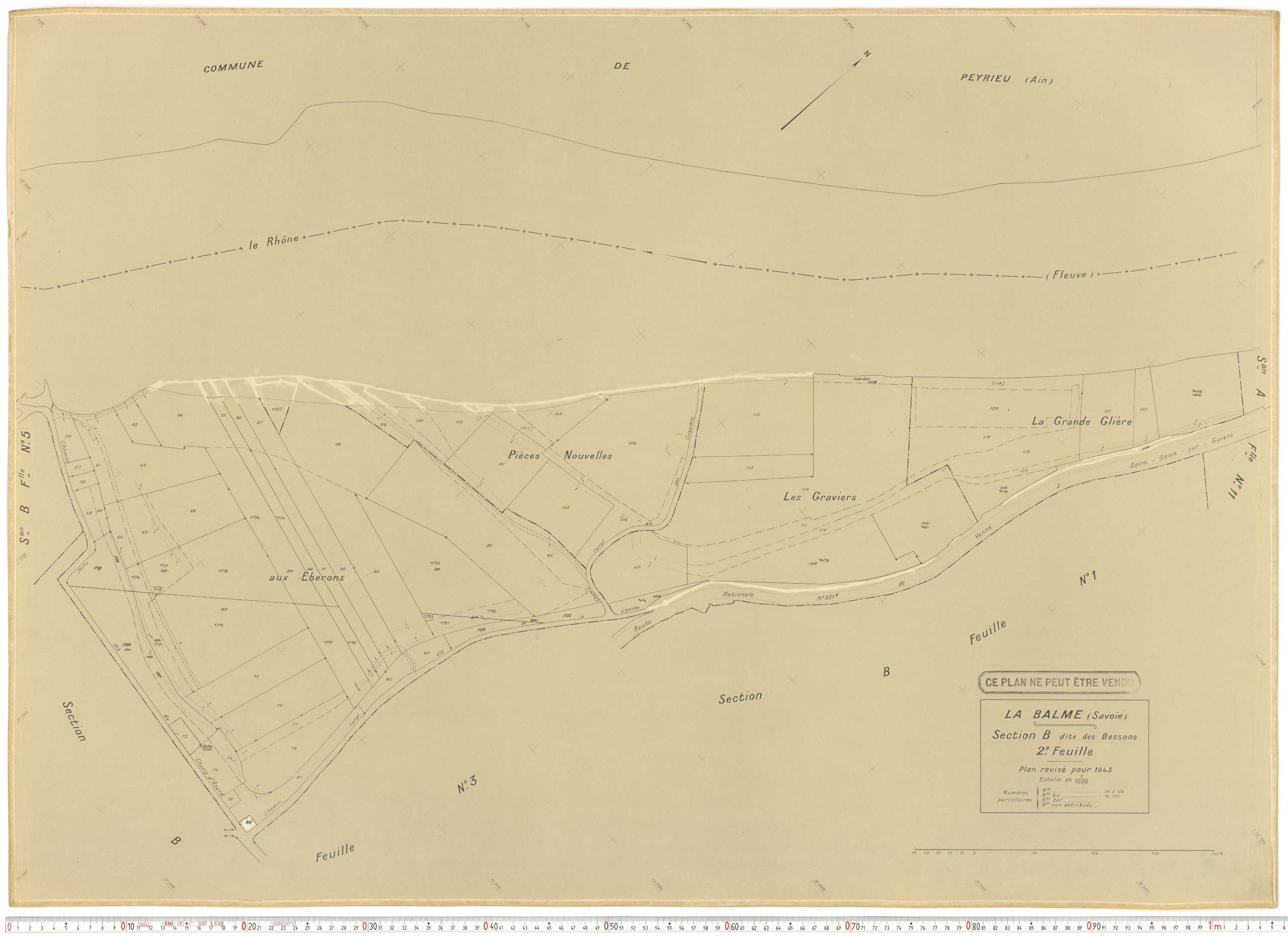 La Balme - Plans cadastraux du cadastre rénové en 1943 et mis à jour en 1988.