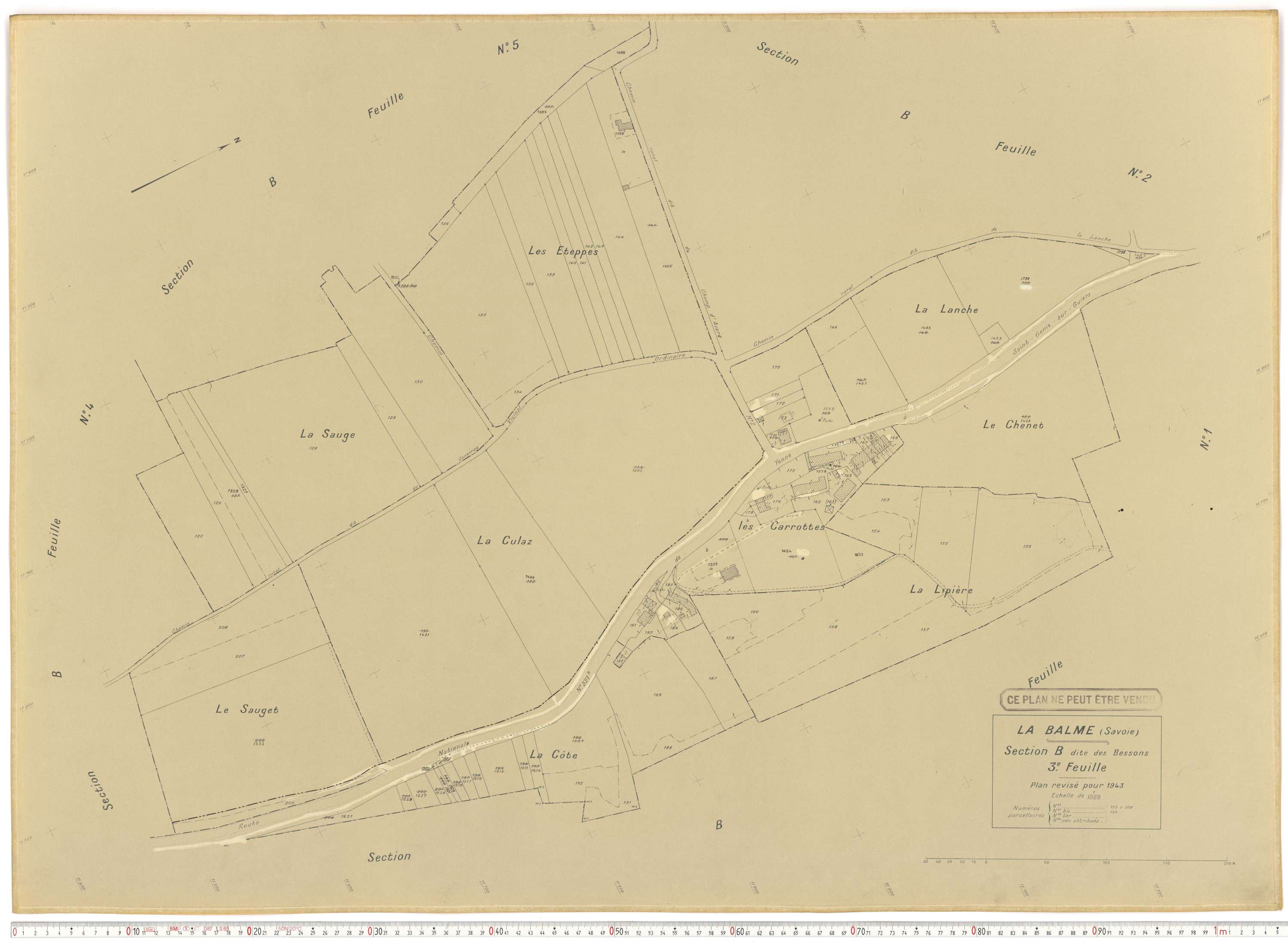 La Balme - Plans cadastraux du cadastre rénové en 1943 et mis à jour en 1988.