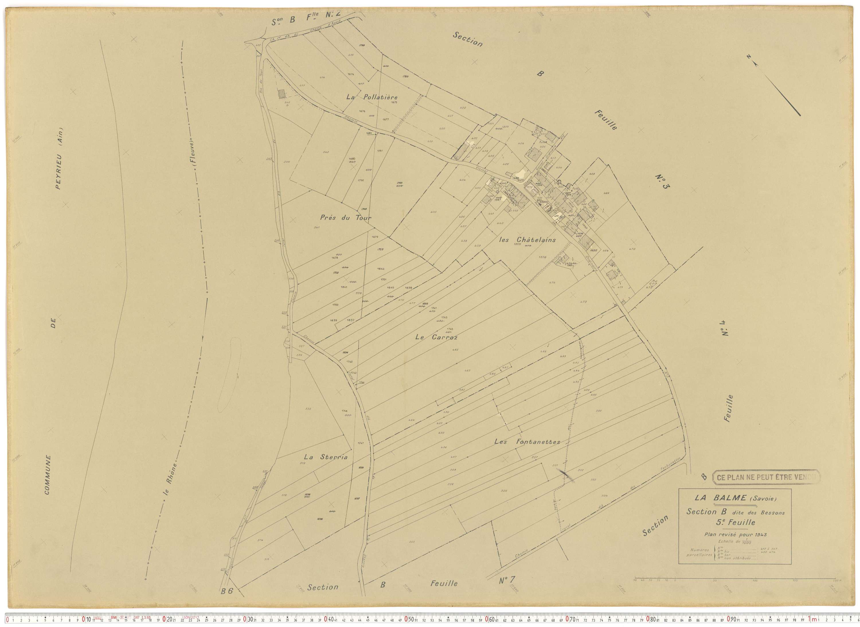 La Balme - Plans cadastraux du cadastre rénové en 1943 et mis à jour en 1988.