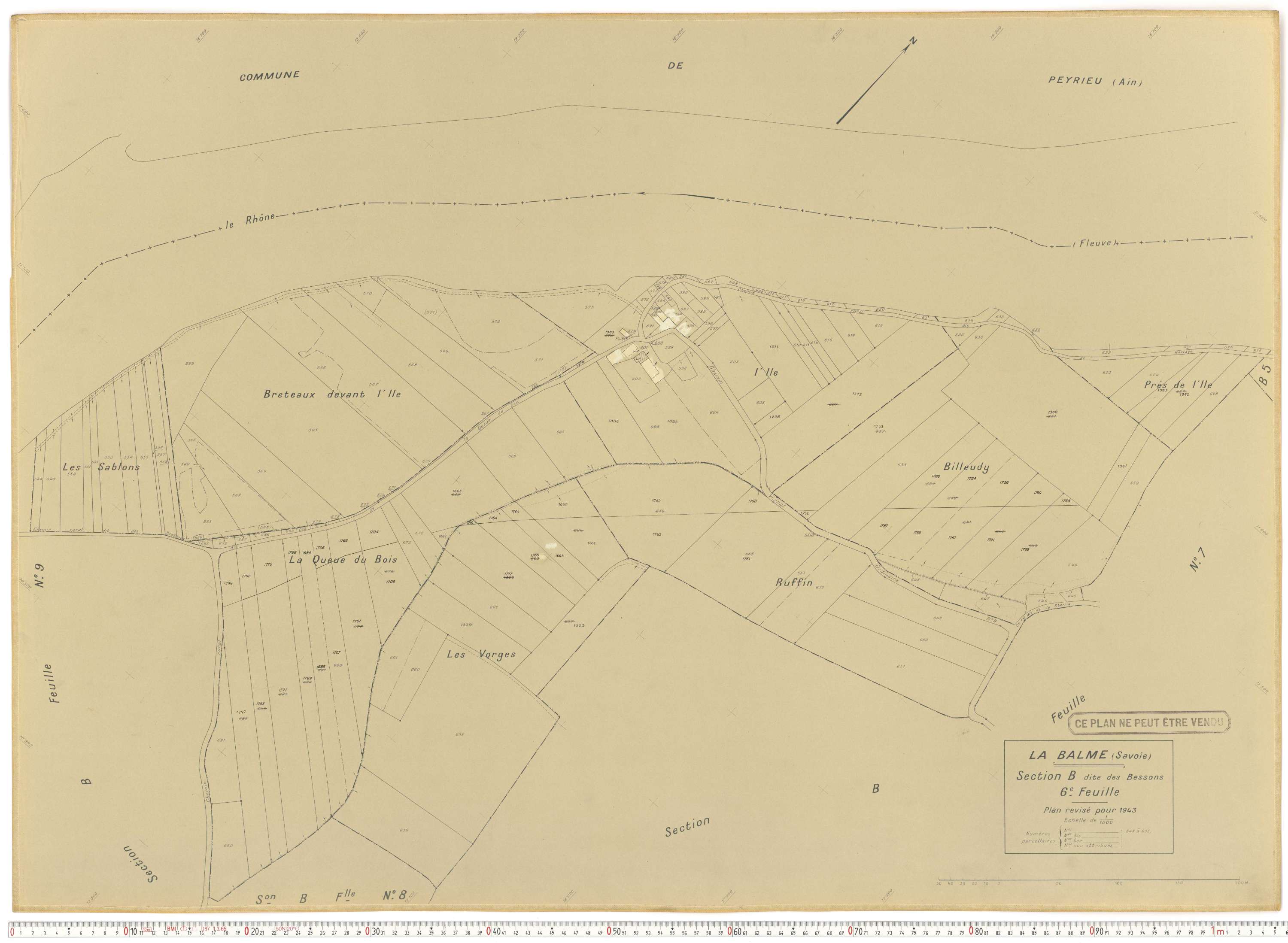 La Balme - Plans cadastraux du cadastre rénové en 1943 et mis à jour en 1988.