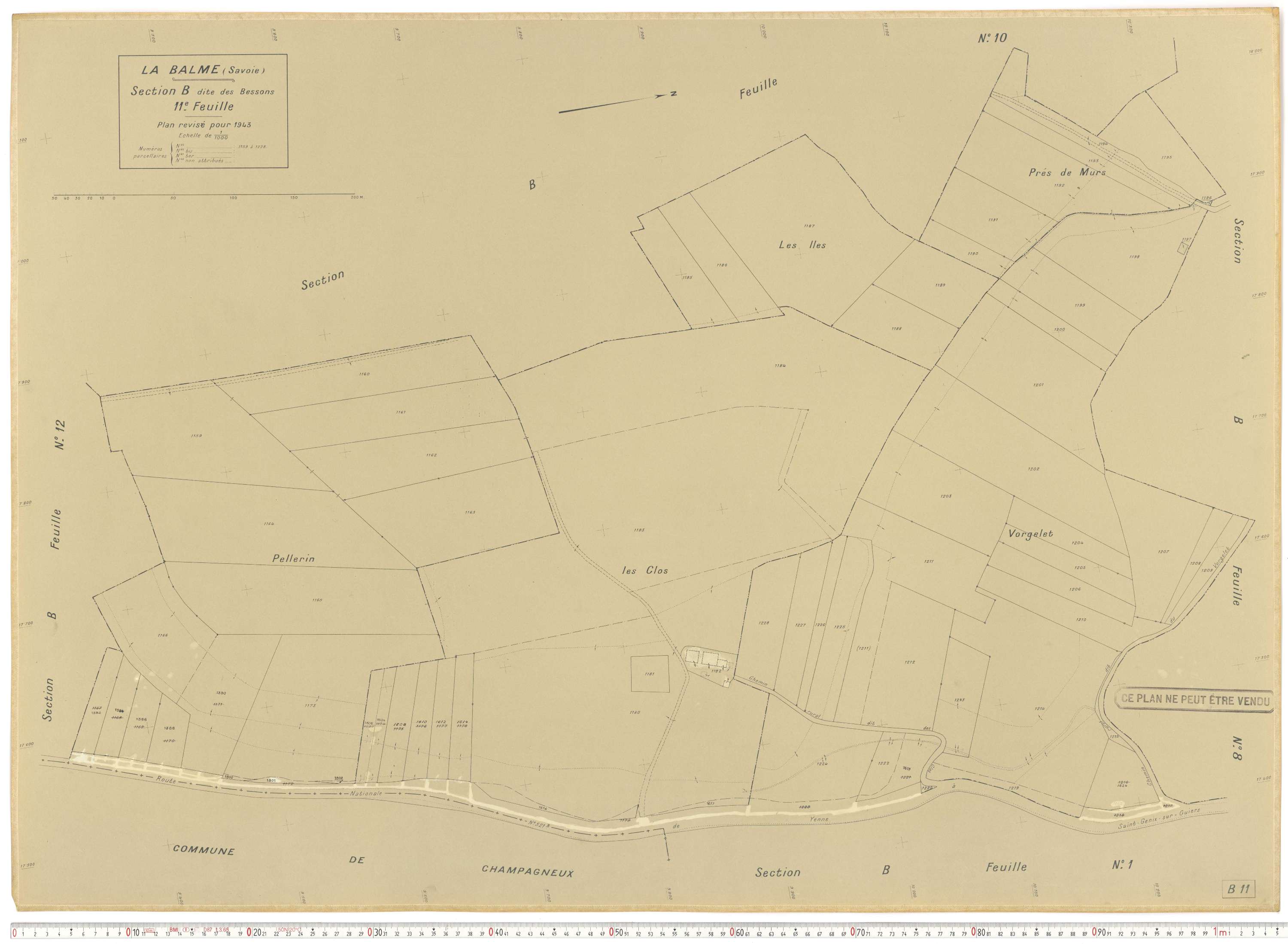 La Balme - Plans cadastraux du cadastre rénové en 1943 et mis à jour en 1988.