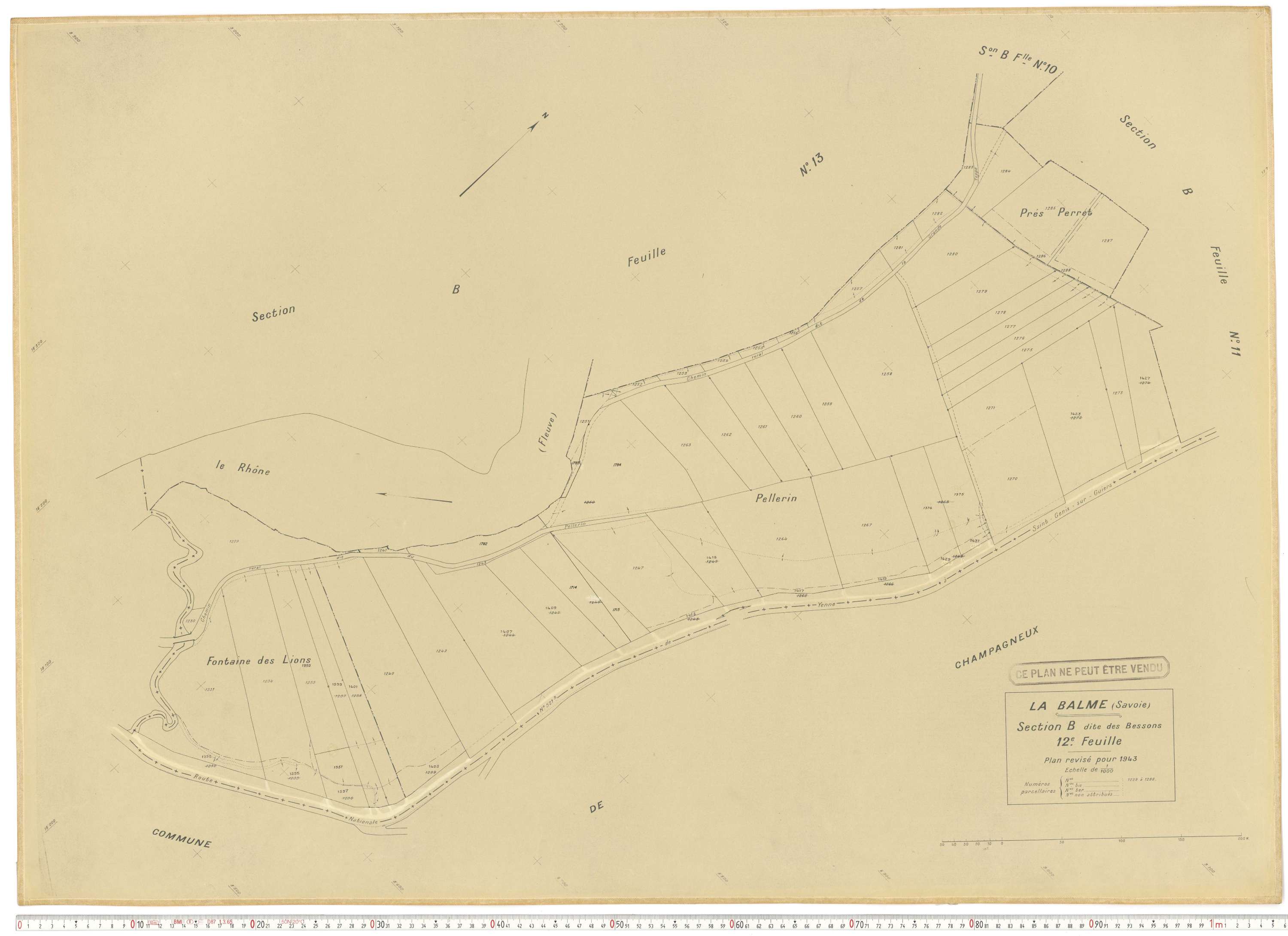 La Balme - Plans cadastraux du cadastre rénové en 1943 et mis à jour en 1988.
