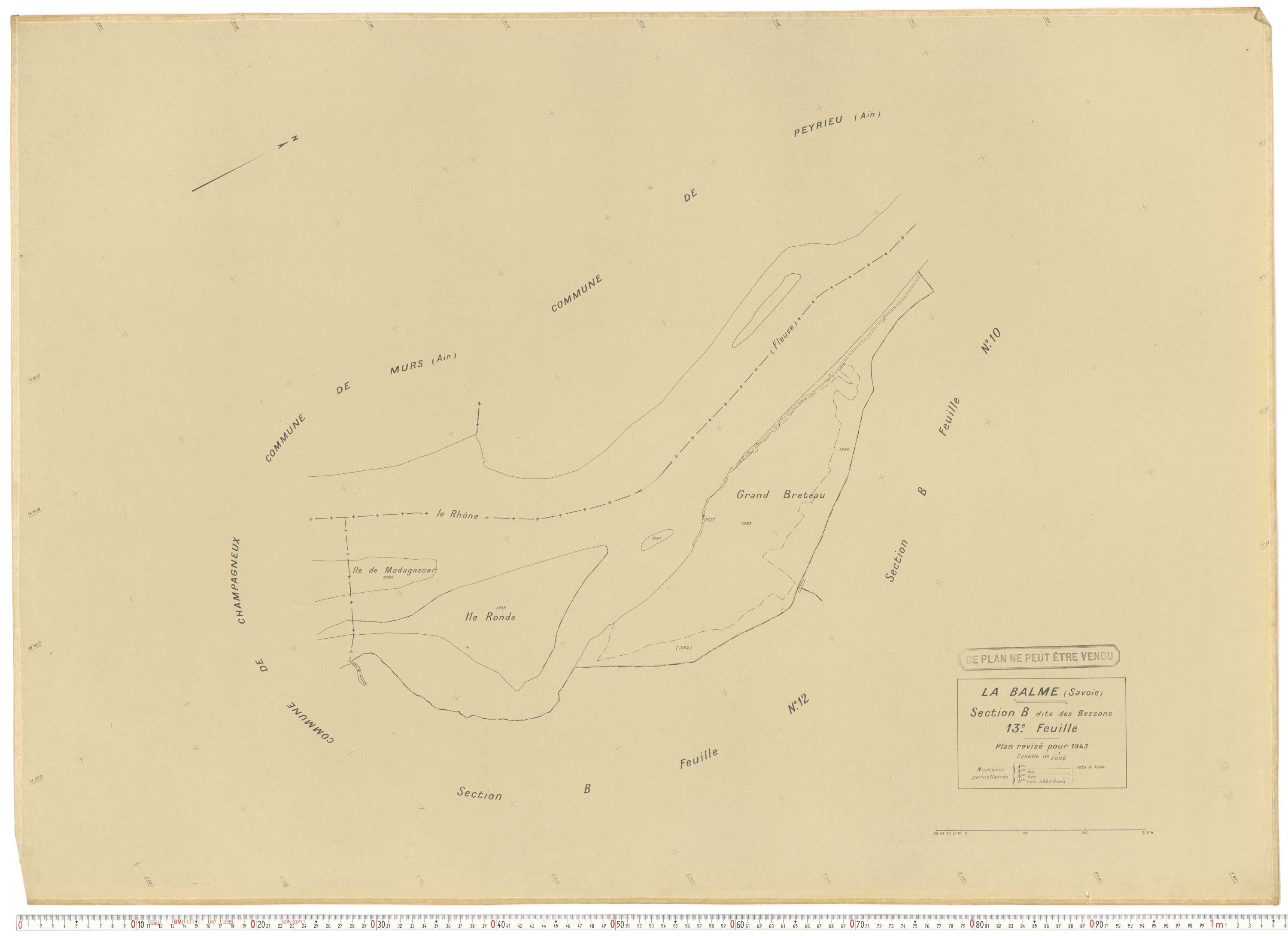 La Balme - Plans cadastraux du cadastre rénové en 1943 et mis à jour en 1988.