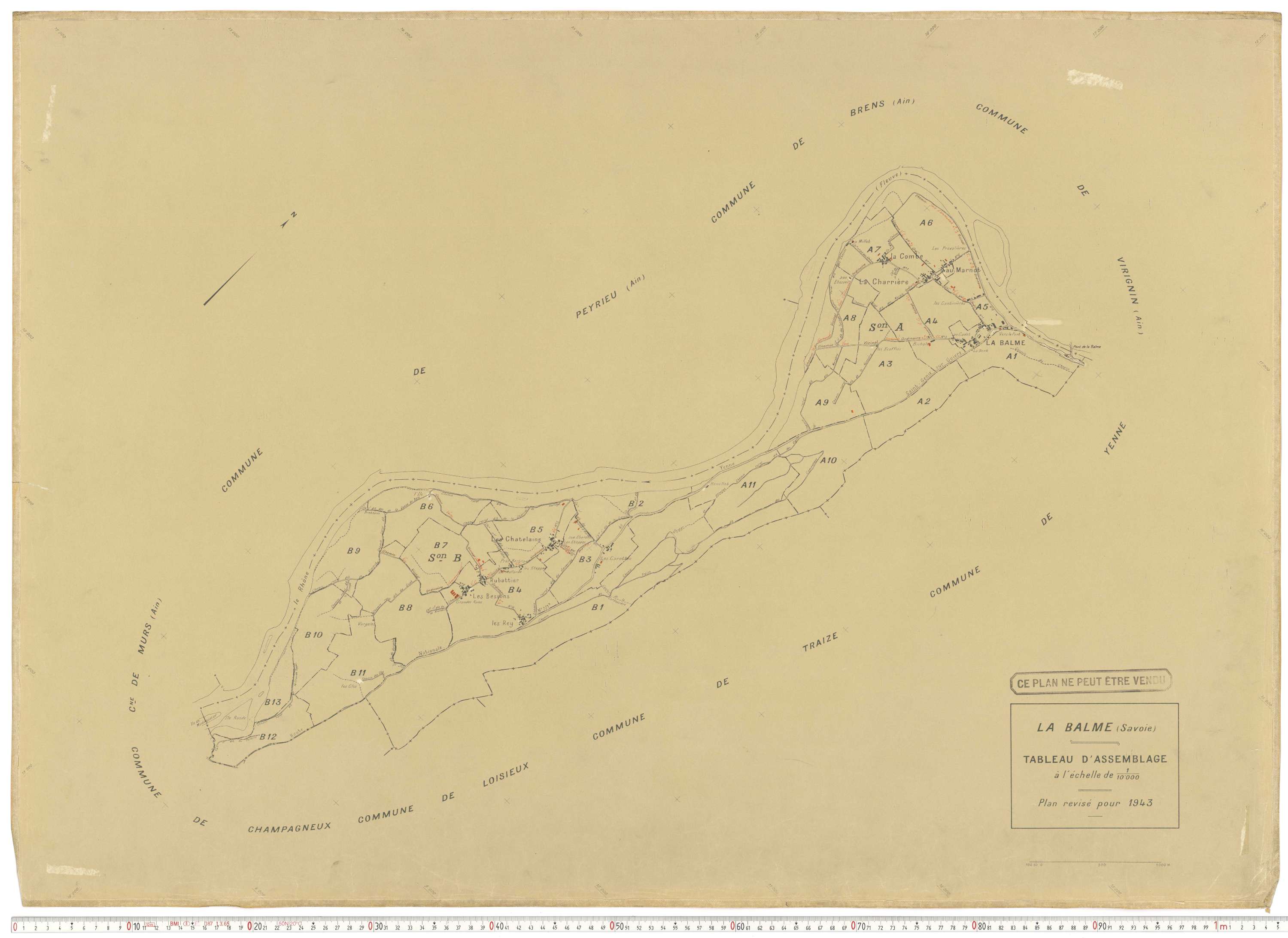 La Balme - Plans cadastraux du cadastre rénové en 1943 et mis à jour en 1988.