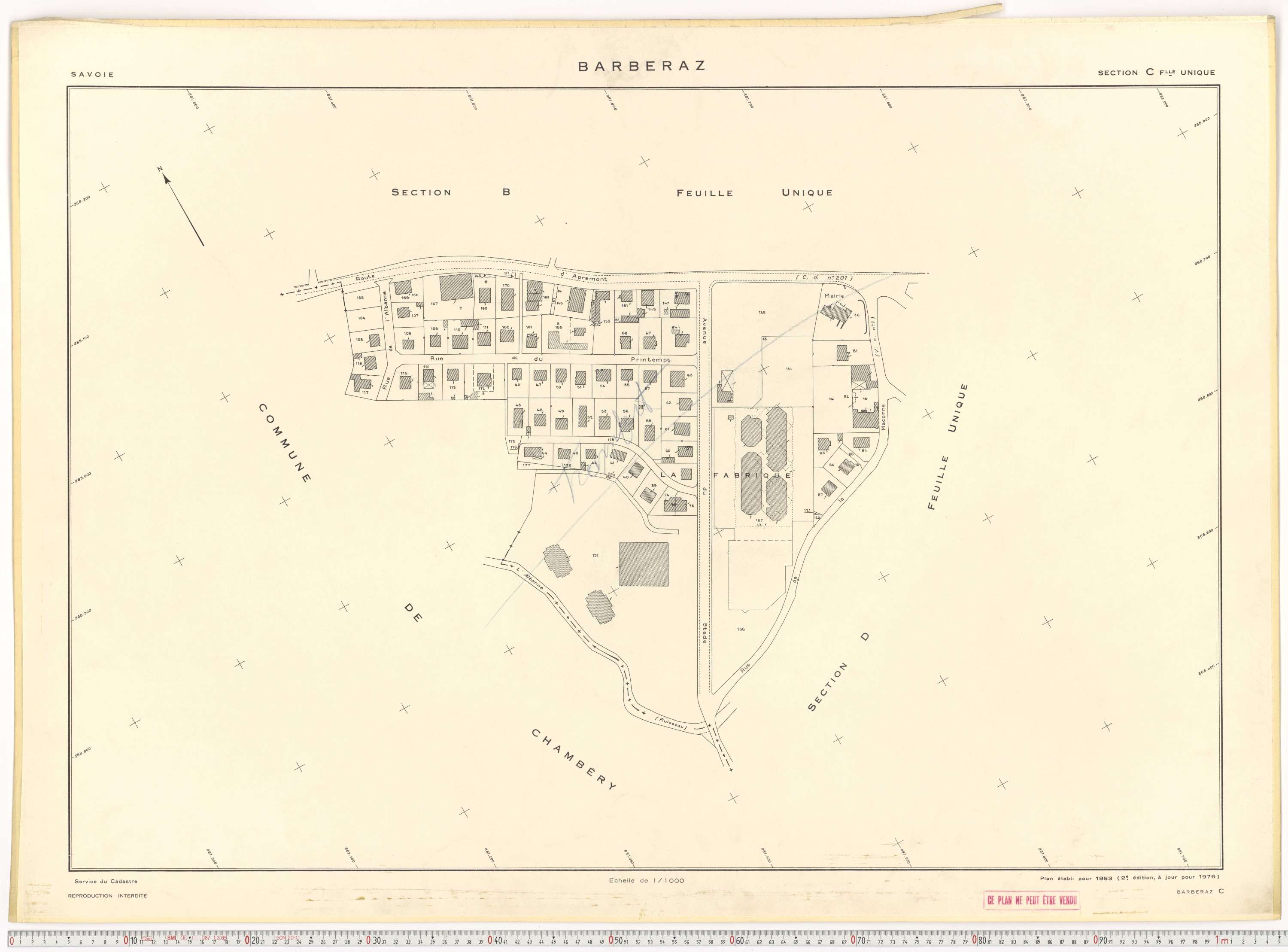 Barberaz - Plans cadastraux du cadastre rénové en 1953 et mis à jour en 1988.