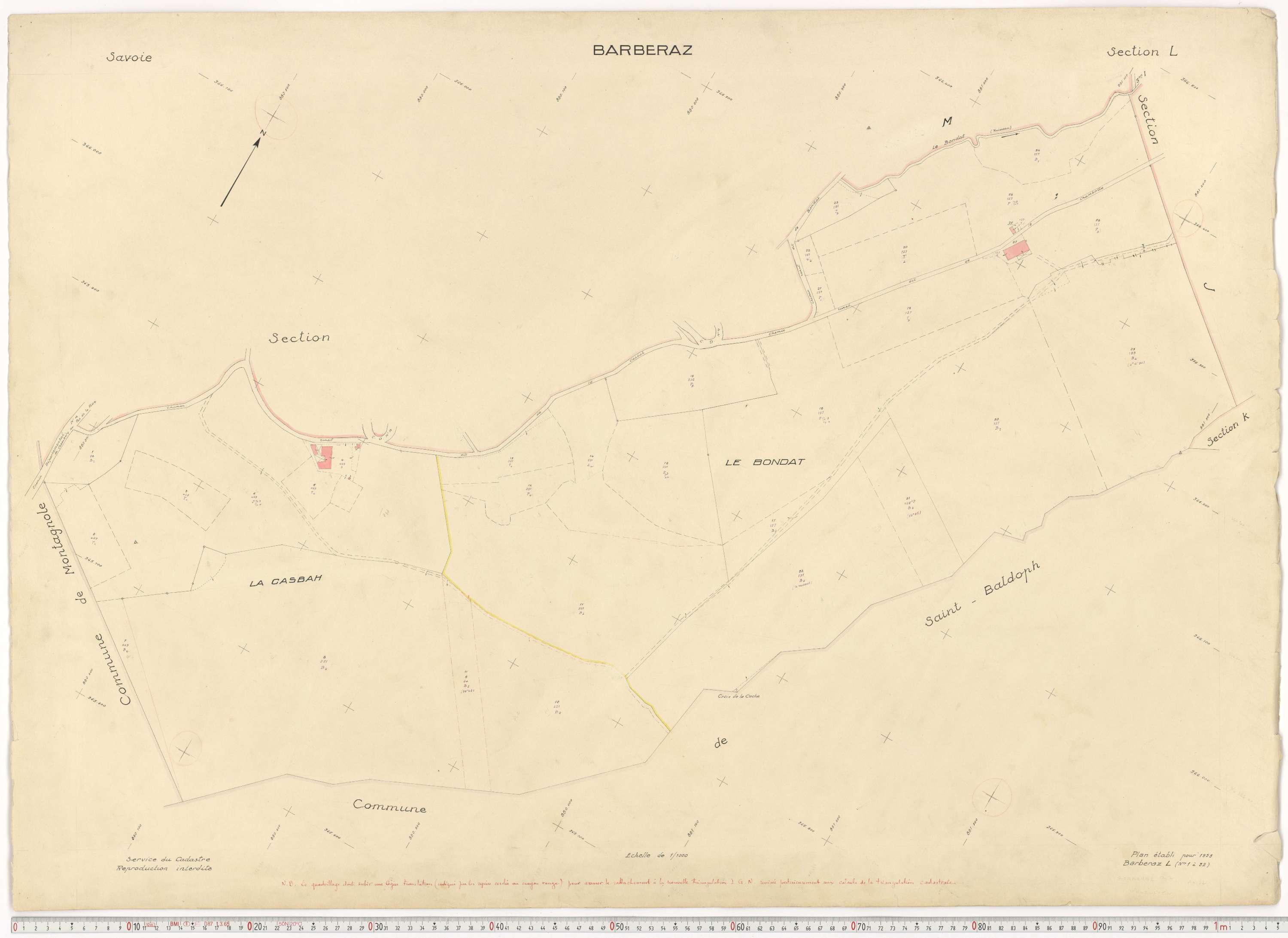 Barberaz - Plans cadastraux du cadastre rénové en 1953 et mis à jour en 1988.