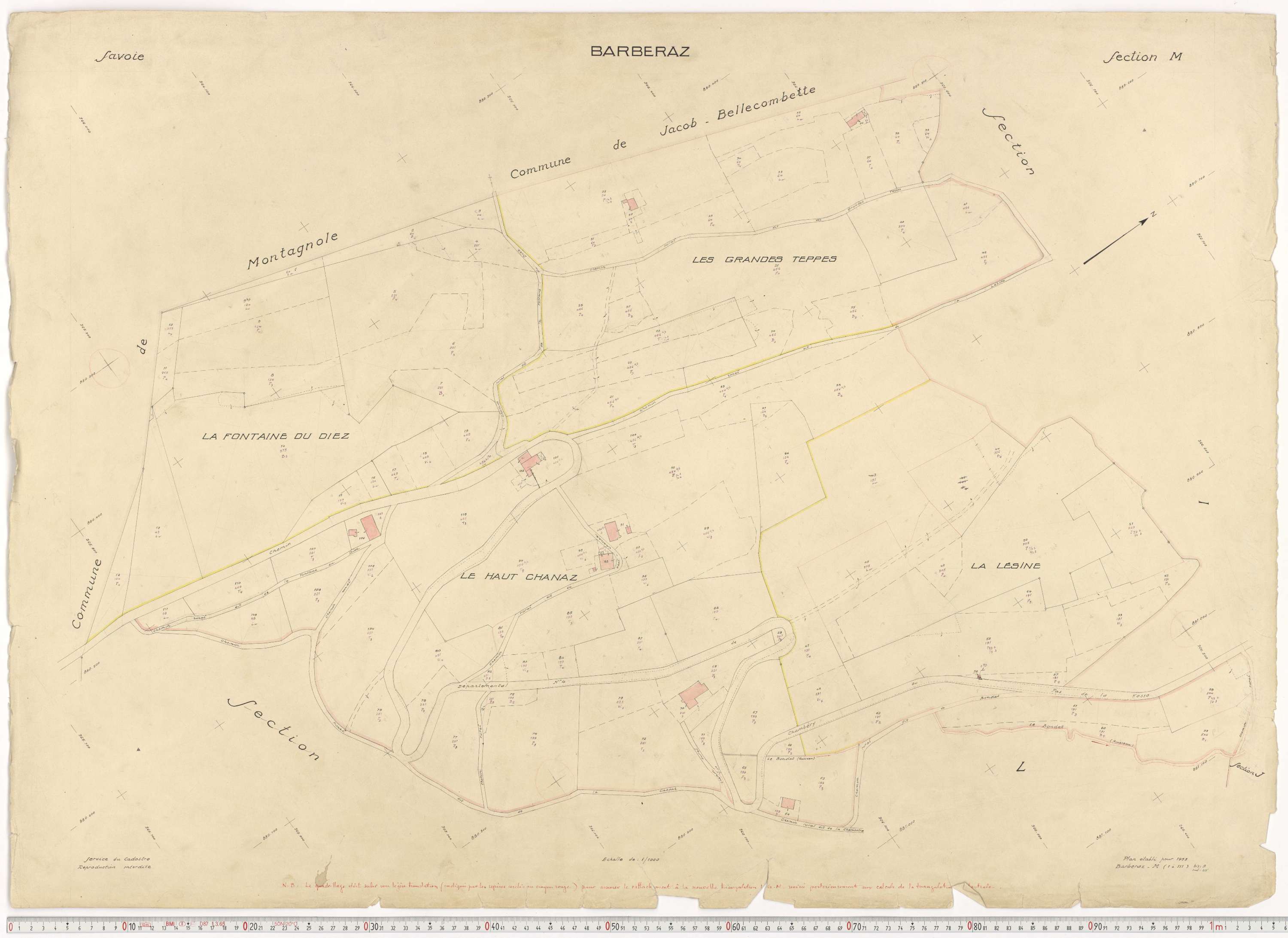 Barberaz - Plans cadastraux du cadastre rénové en 1953 et mis à jour en 1988.