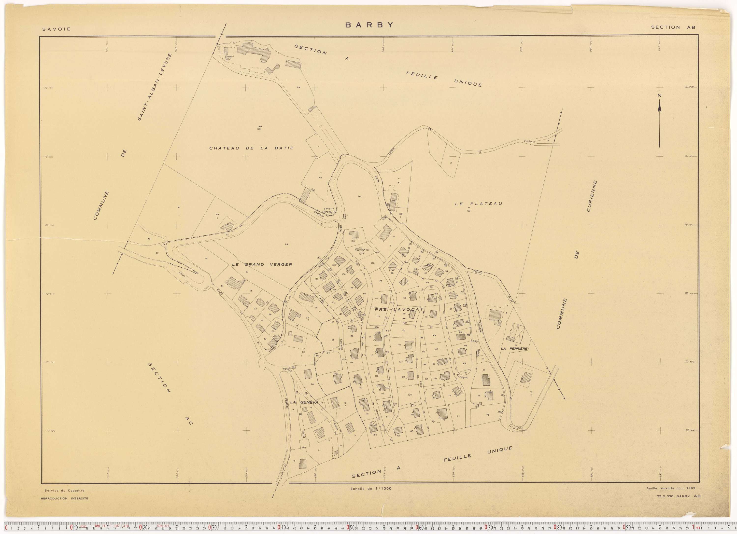 Barby - Plans cadastraux du cadastre rénové en 1934 et mis à jour en 1988.