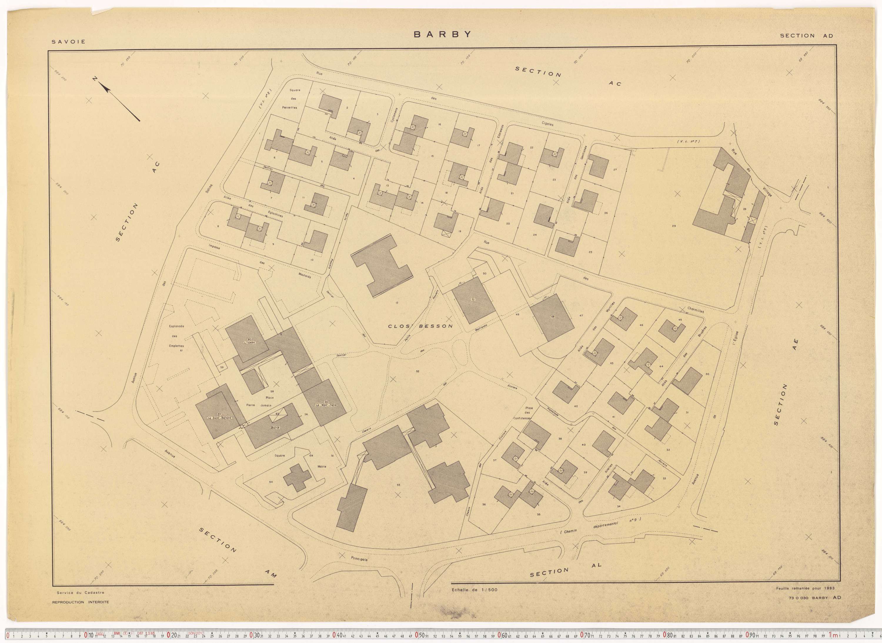 Barby - Plans cadastraux du cadastre rénové en 1934 et mis à jour en 1988.