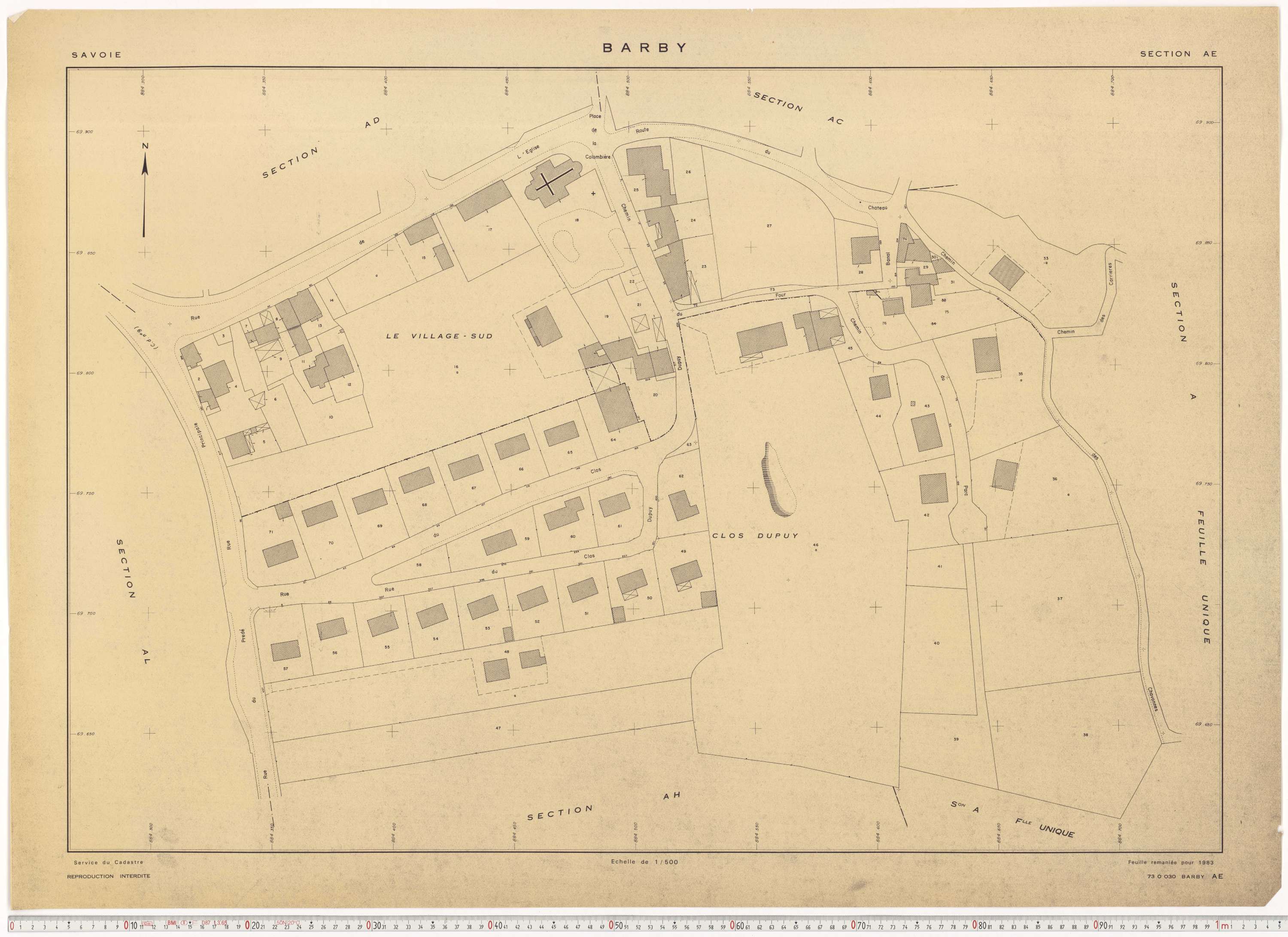 Barby - Plans cadastraux du cadastre rénové en 1934 et mis à jour en 1988.