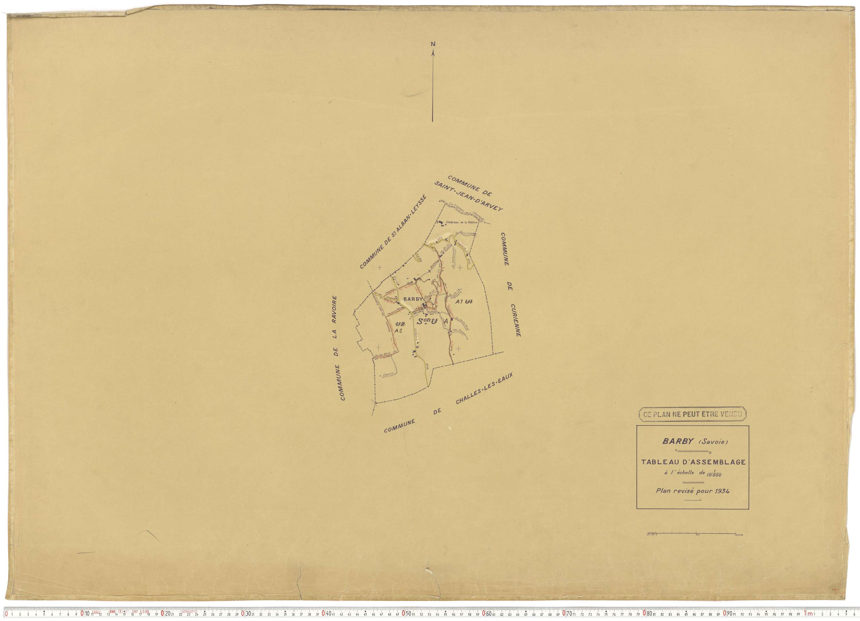 Barby - Plans cadastraux du cadastre rénové en 1934 et mis à jour en 1988.