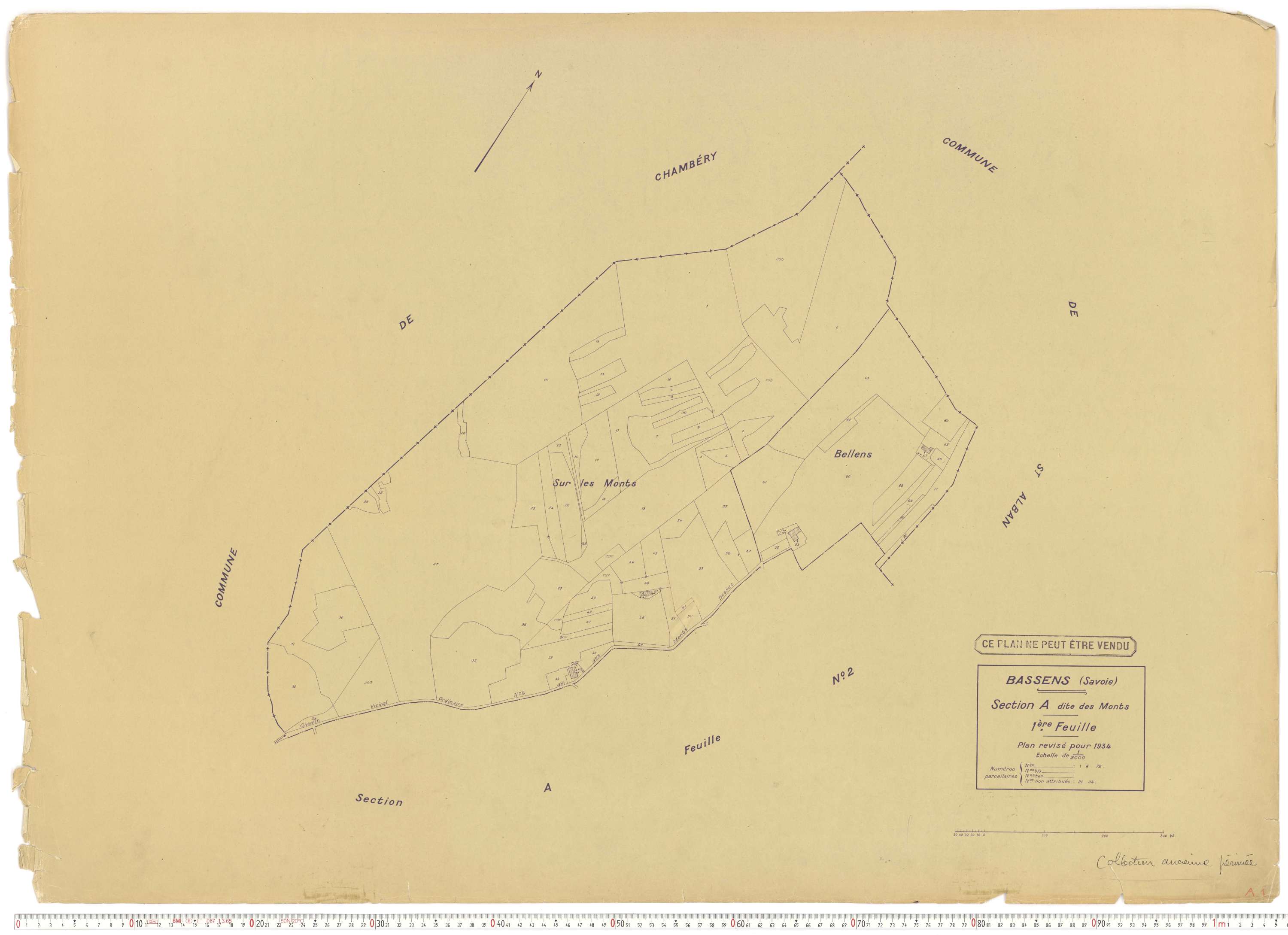 Bassens - Plans cadastraux du cadastre rénové en 1934 et mis à jour en 1988.