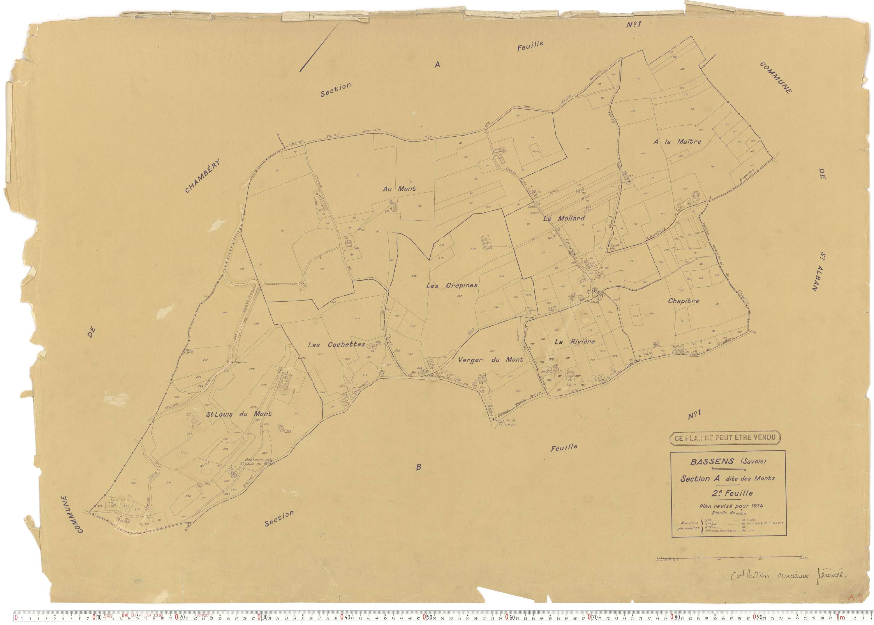 Bassens - Plans cadastraux du cadastre rénové en 1934 et mis à jour en 1988.