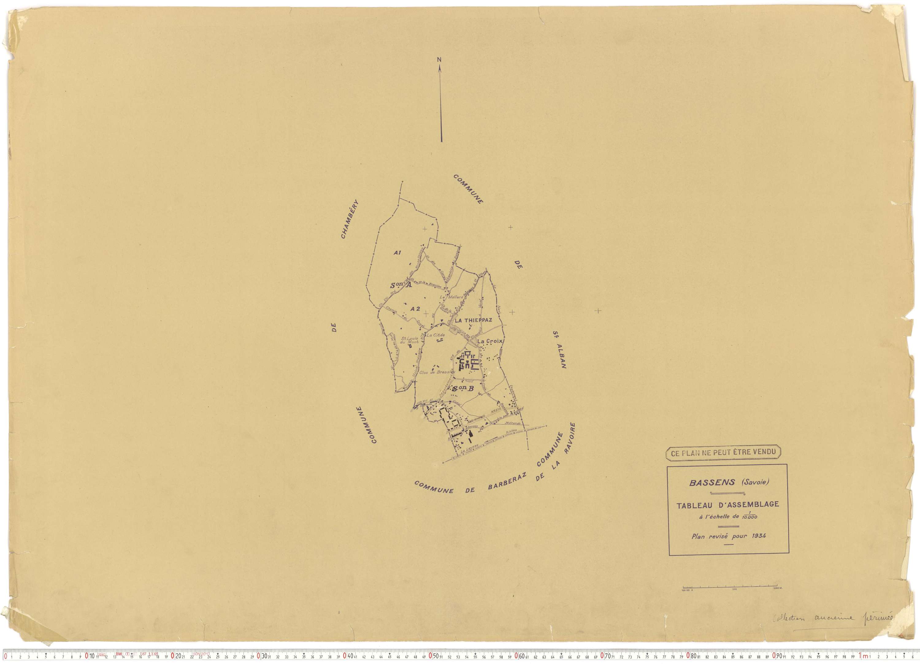 Bassens - Plans cadastraux du cadastre rénové en 1934 et mis à jour en 1988.