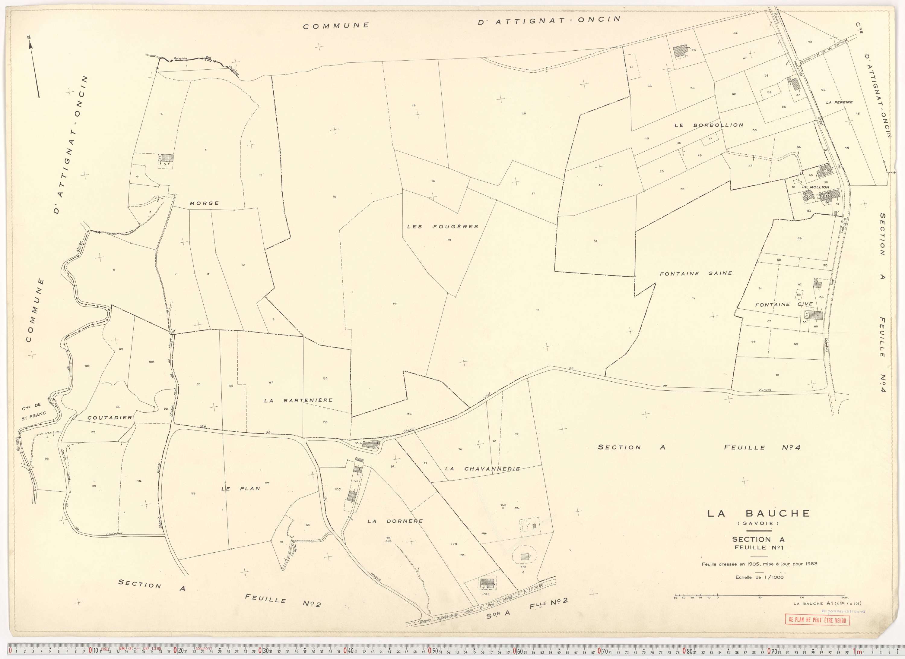 La Bauche - Plans cadastraux du cadastre rénové en 1963 et mis à jour en 1988.