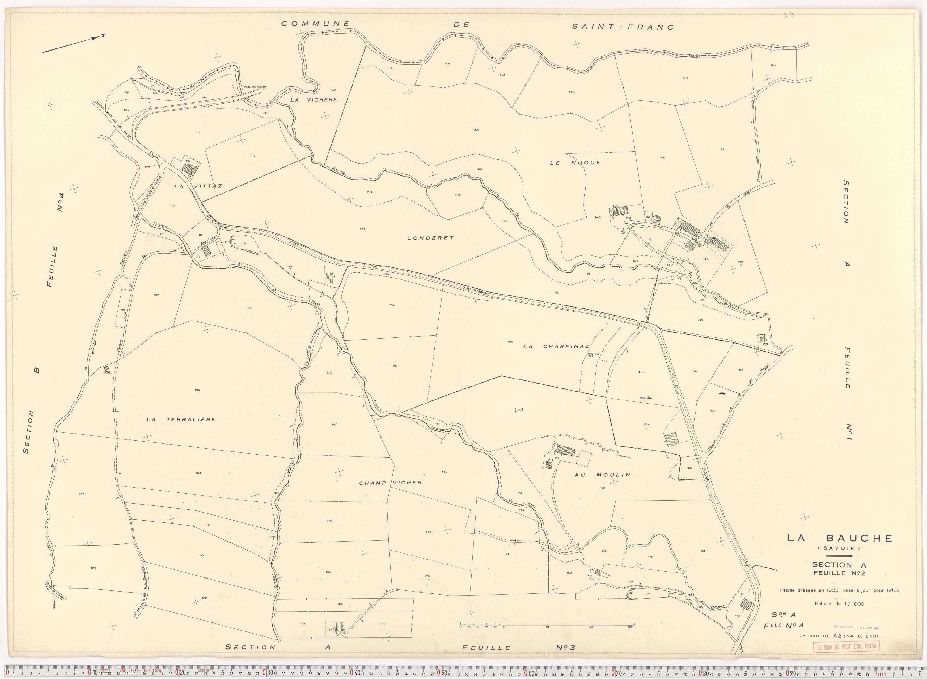 La Bauche - Plans cadastraux du cadastre rénové en 1963 et mis à jour en 1988.
