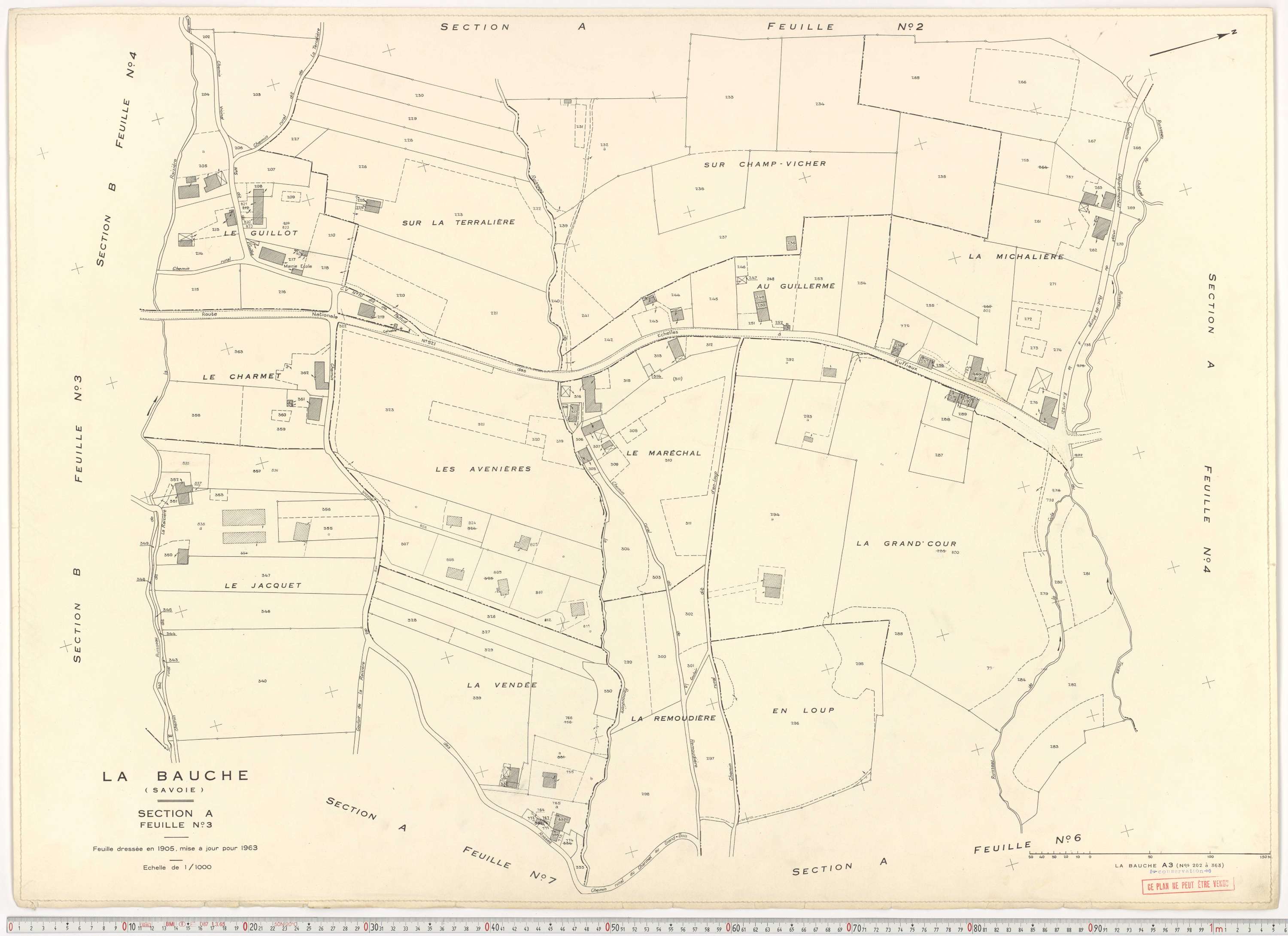 La Bauche - Plans cadastraux du cadastre rénové en 1963 et mis à jour en 1988.
