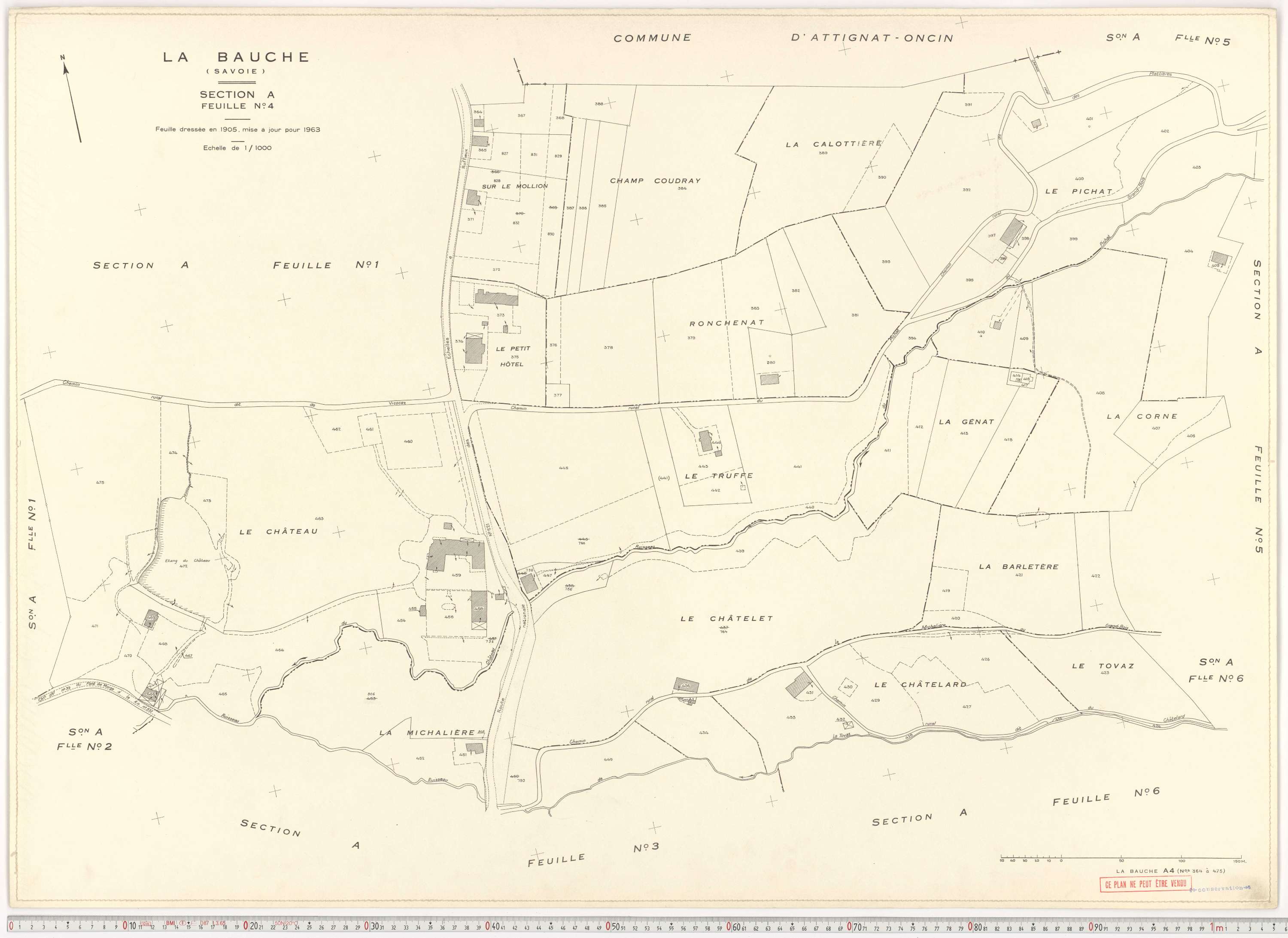 La Bauche - Plans cadastraux du cadastre rénové en 1963 et mis à jour en 1988.